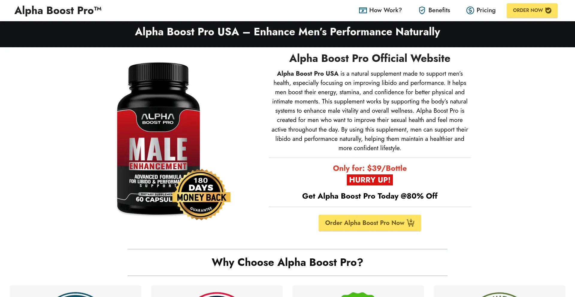 Website screenshot of Alphaboost-pro.us