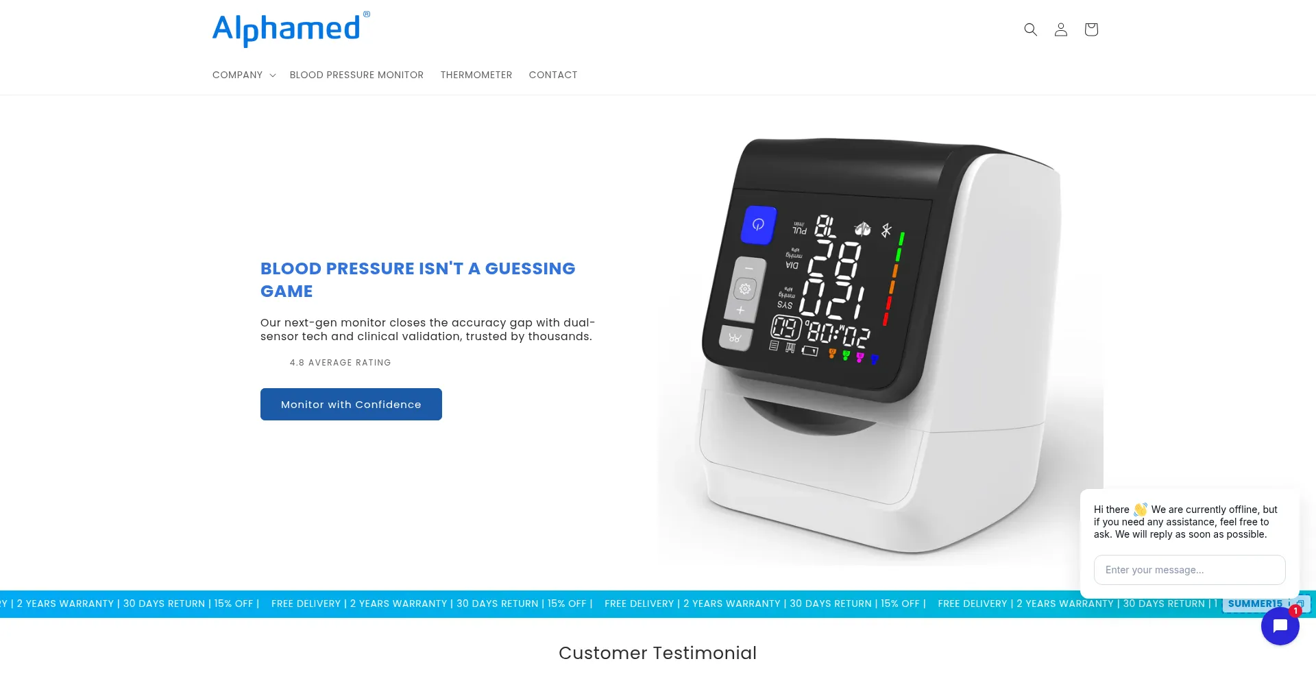 Website screenshot of Alphamedhealthcare.com