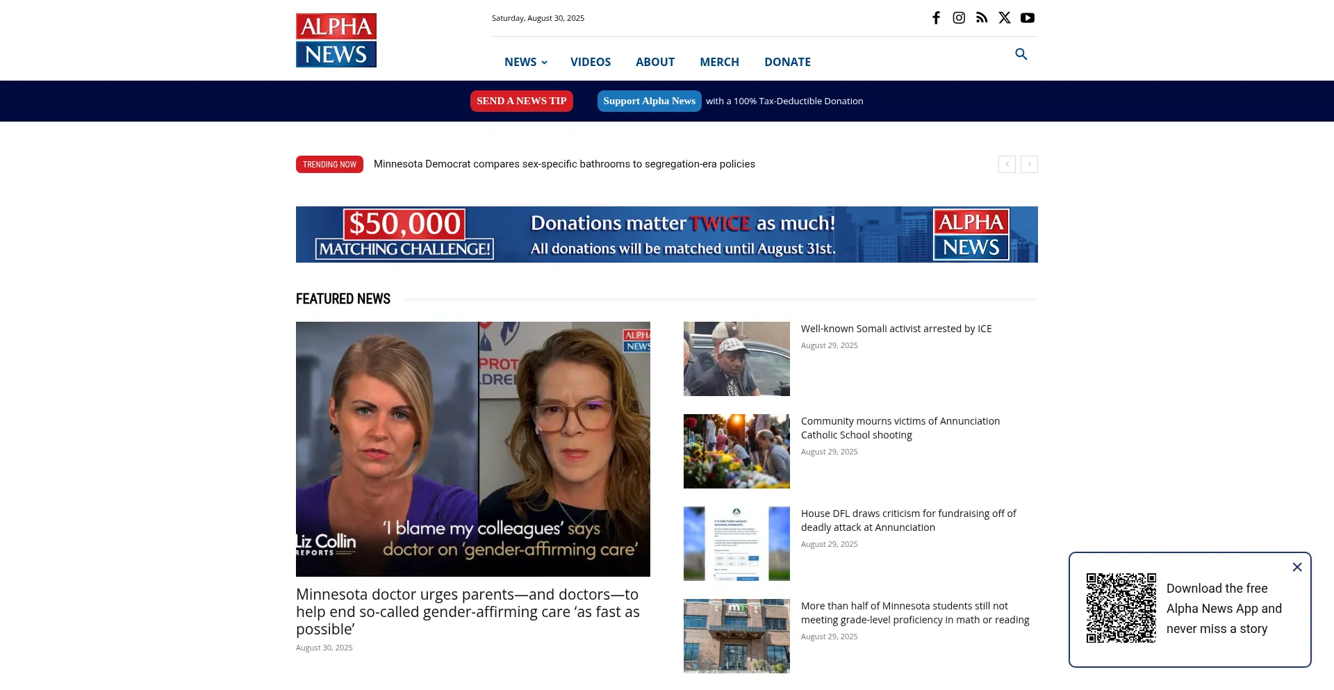 Website screenshot of Alphanews.org