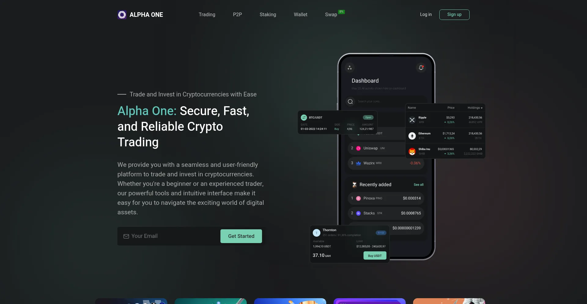 Website screenshot of Alphaoneexchange.com