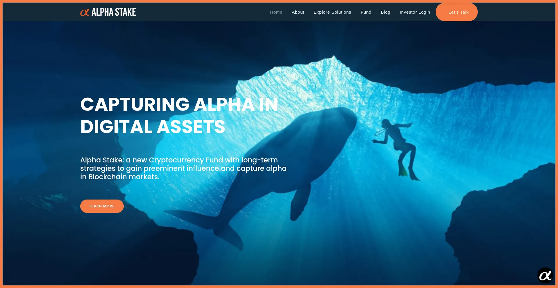 Website screenshot of Alphastake.fund
