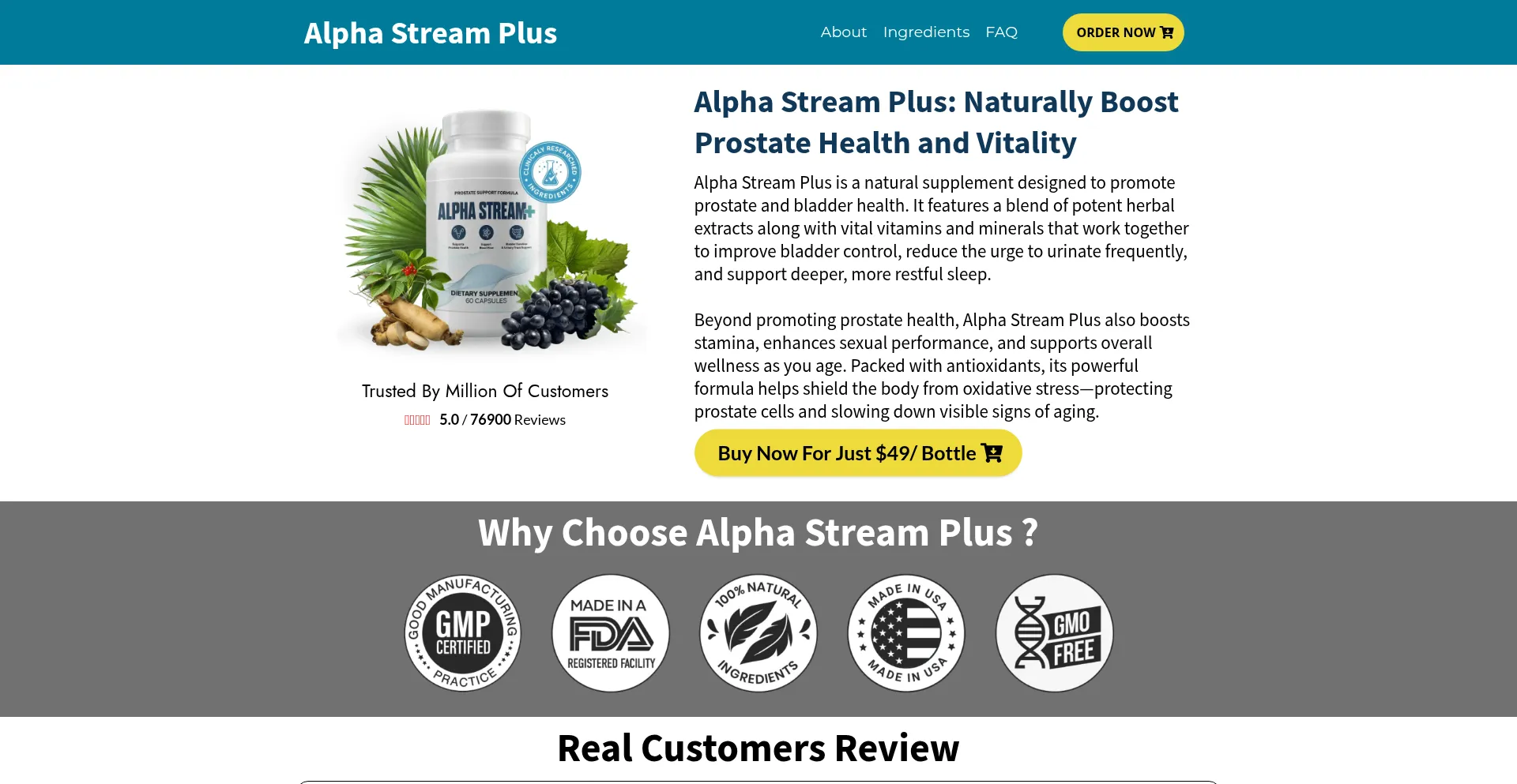 Website screenshot of Alphastreamplusus.us