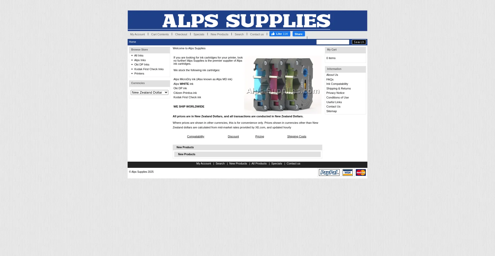 Website screenshot of Alps-supplies.com