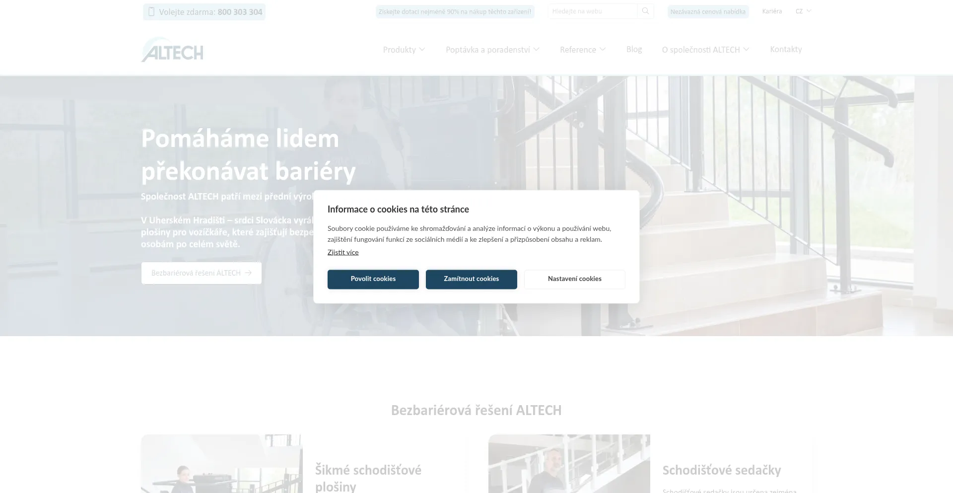Website screenshot of Altech.cz