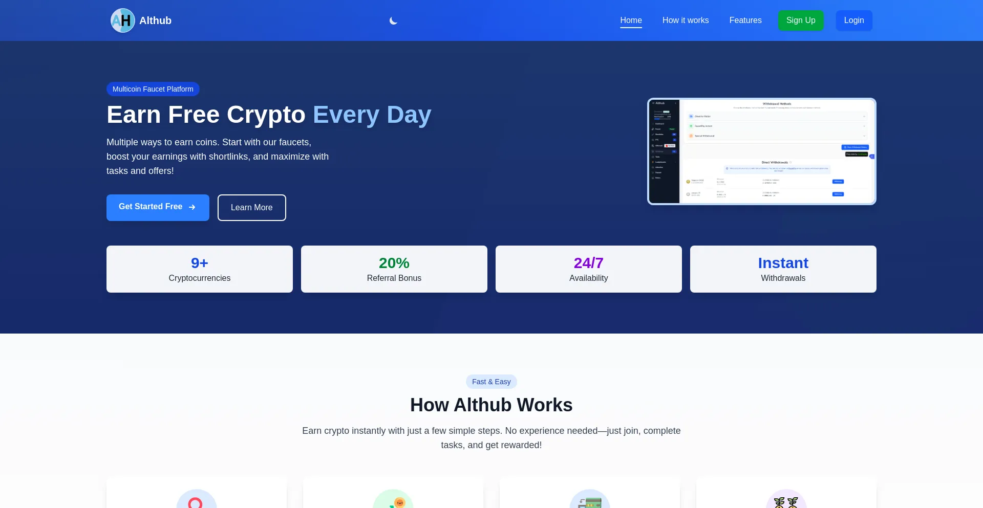 Website screenshot of Althub.club