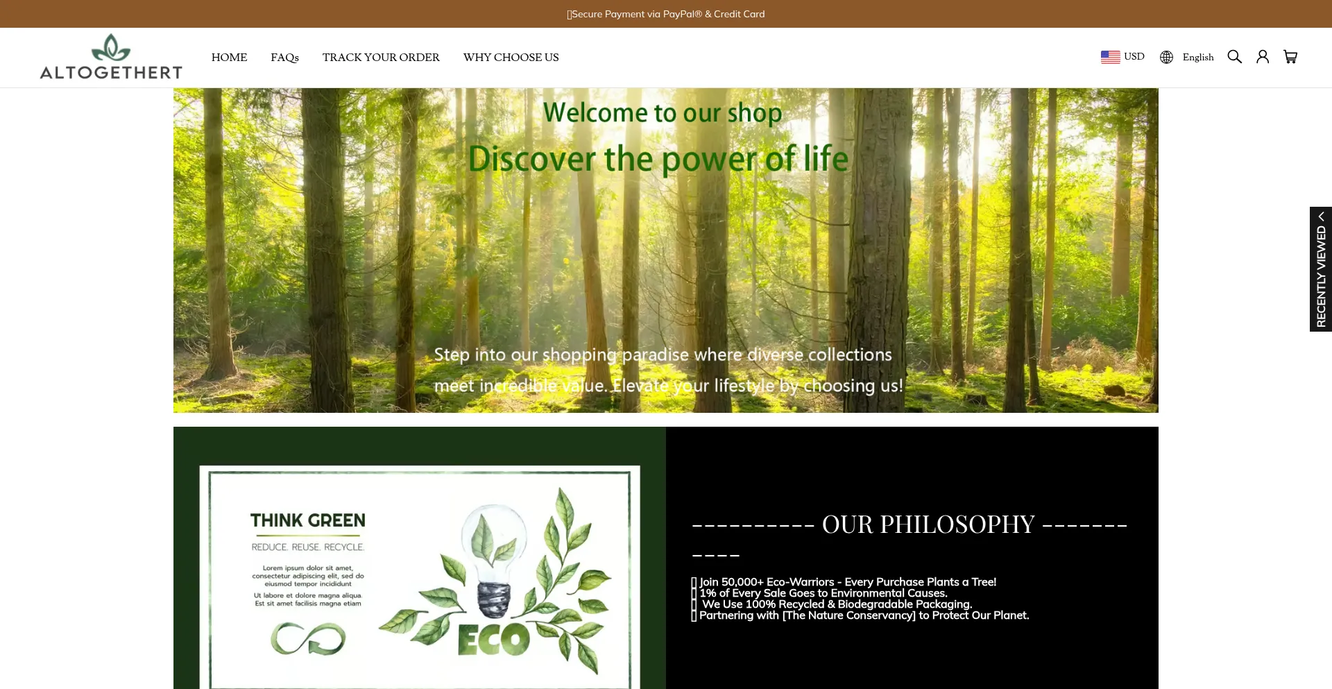 Website screenshot of Altogethert.com