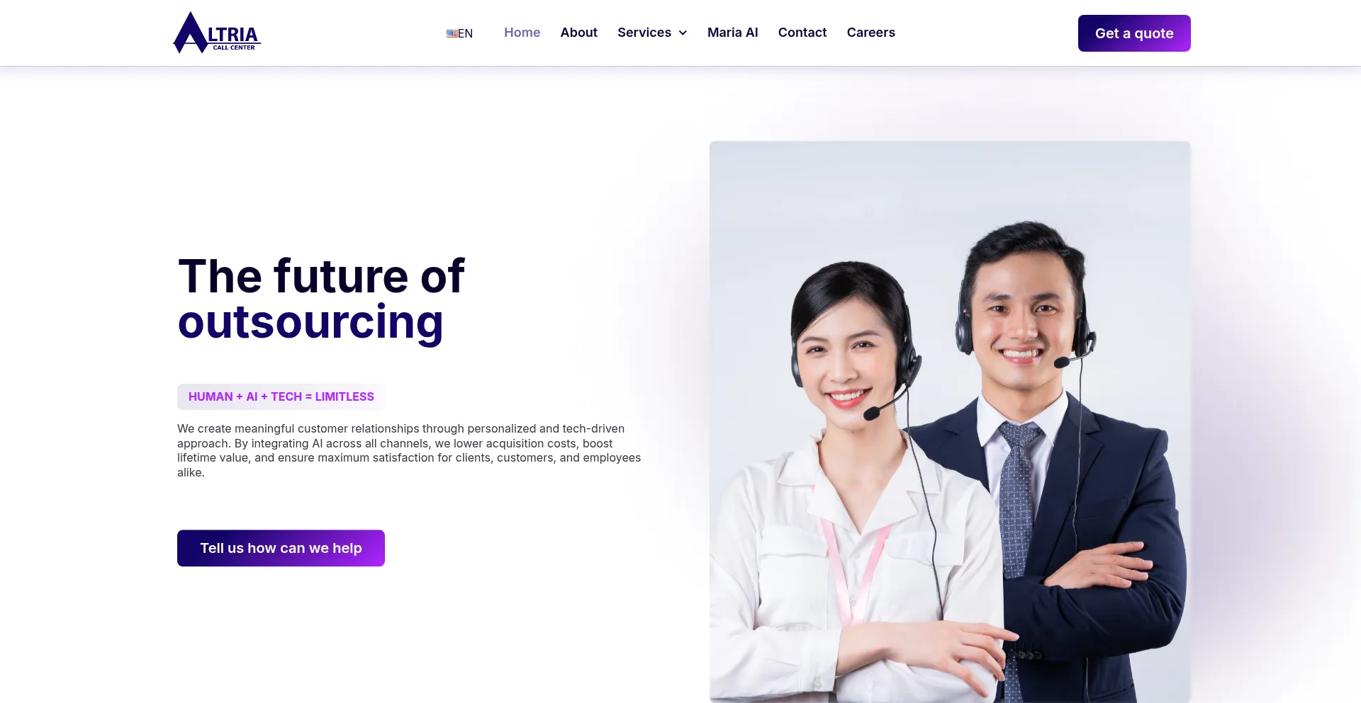 Website screenshot of Altriacallcenter.com