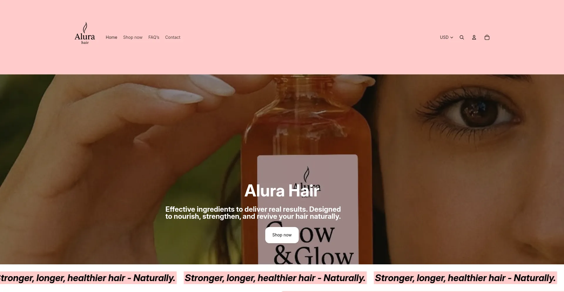 Website screenshot of Alurahair.com