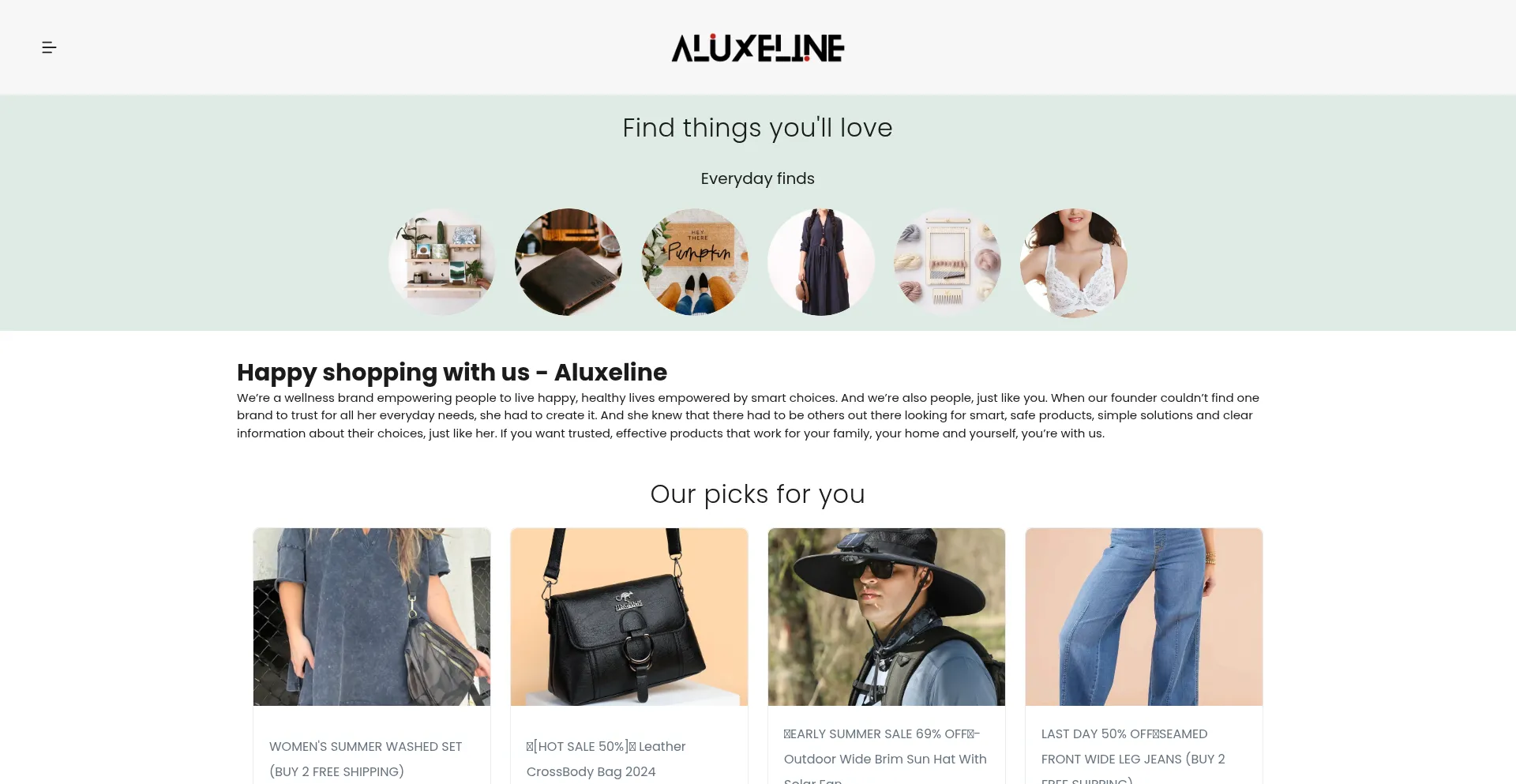 Website screenshot of Aluxeline.com