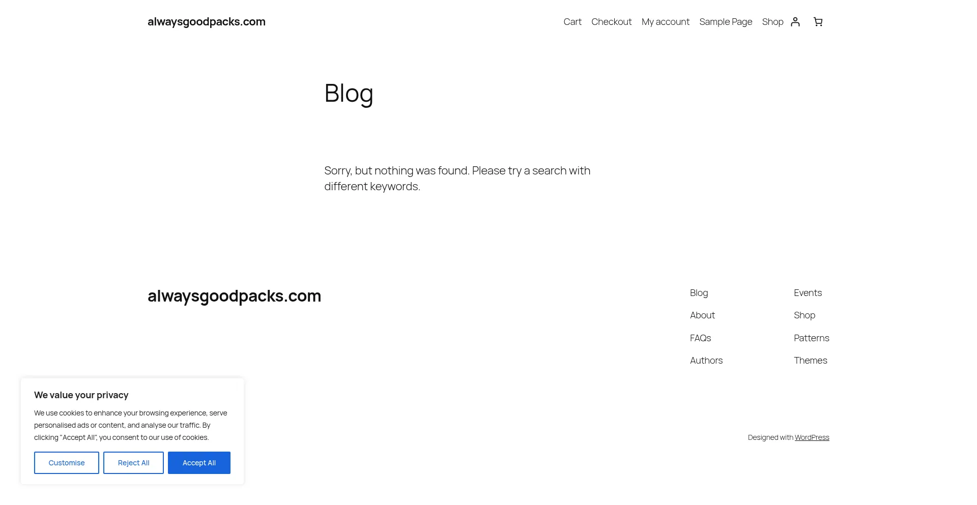 Alwaysgoodpacks.com Screenshot