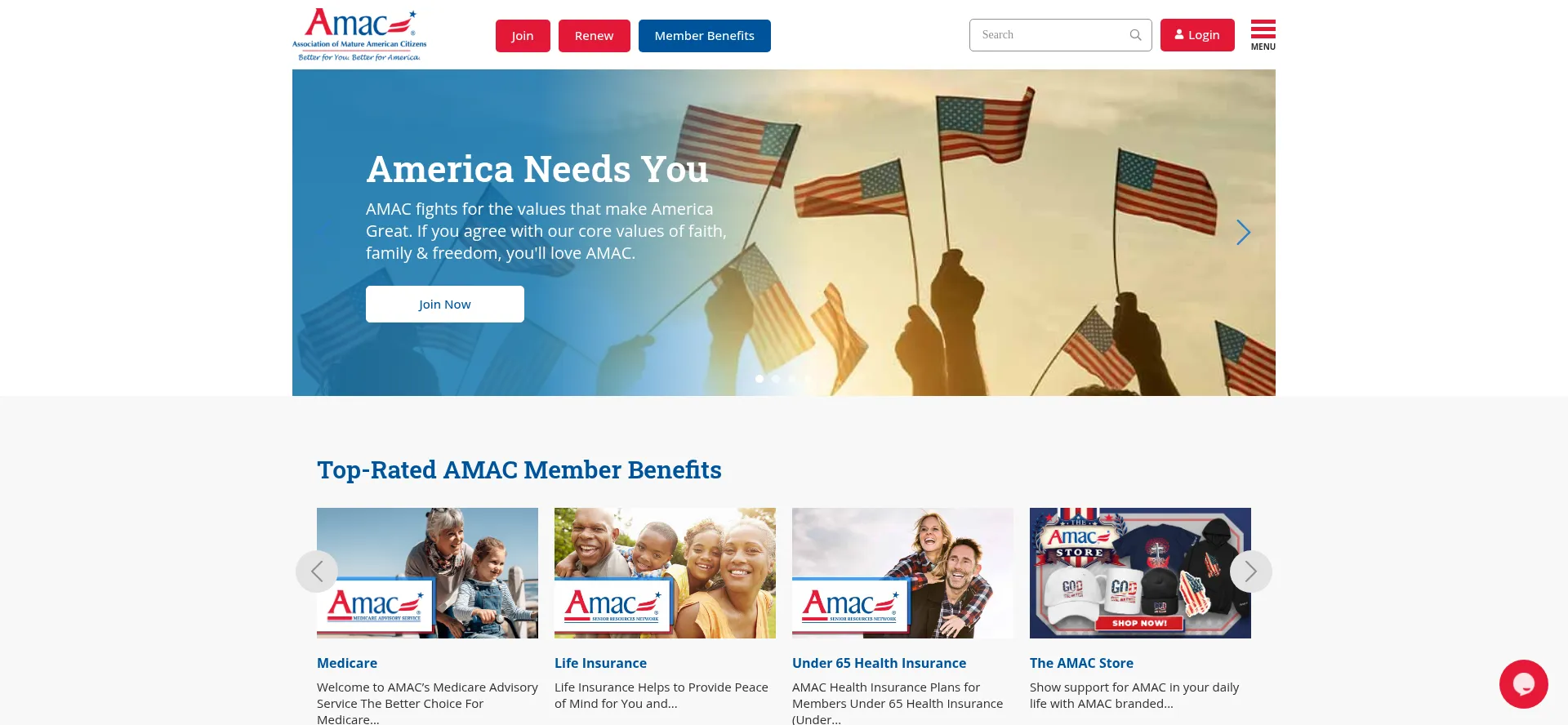 Website screenshot of Amac.us