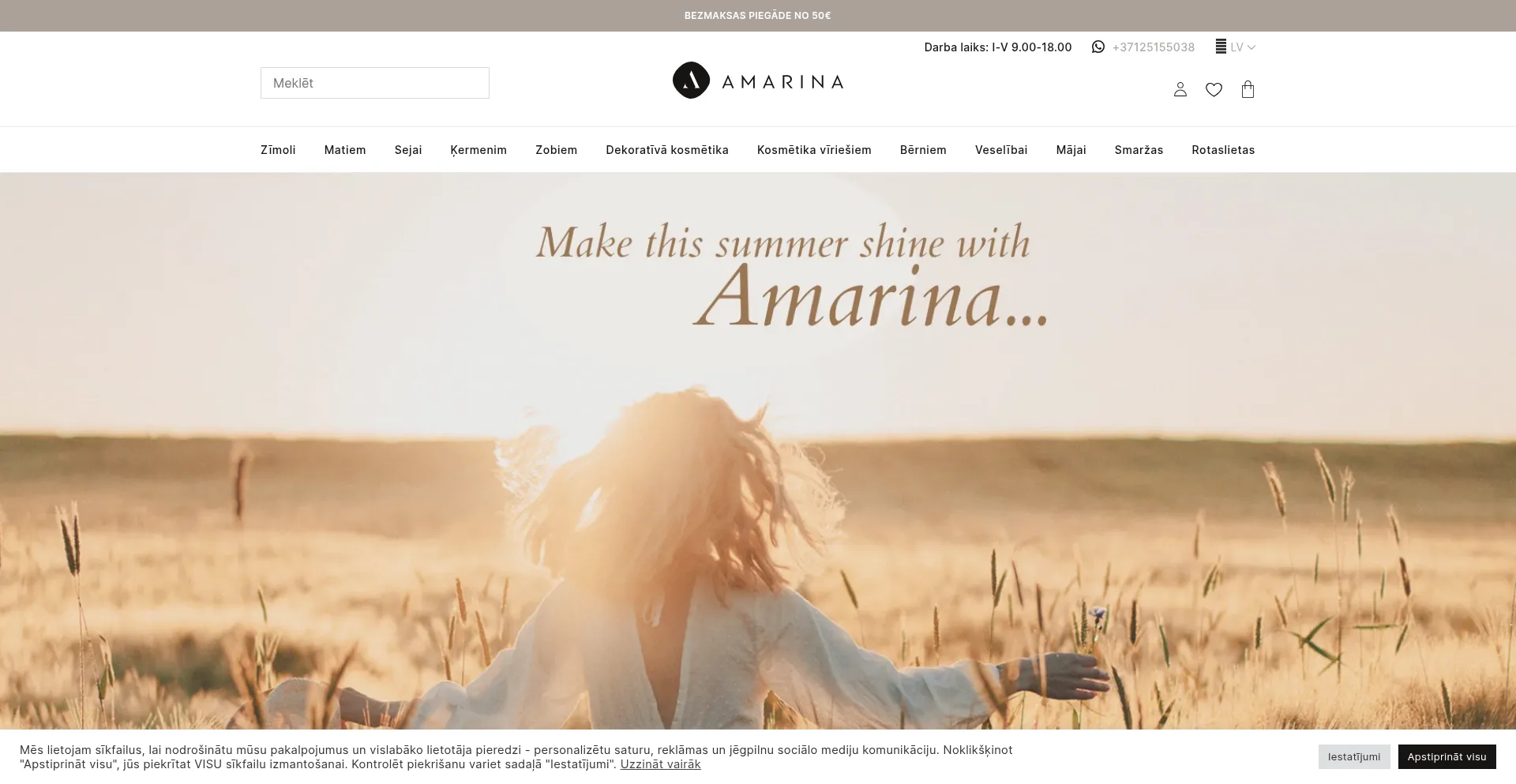 Website screenshot of Amarina.lv