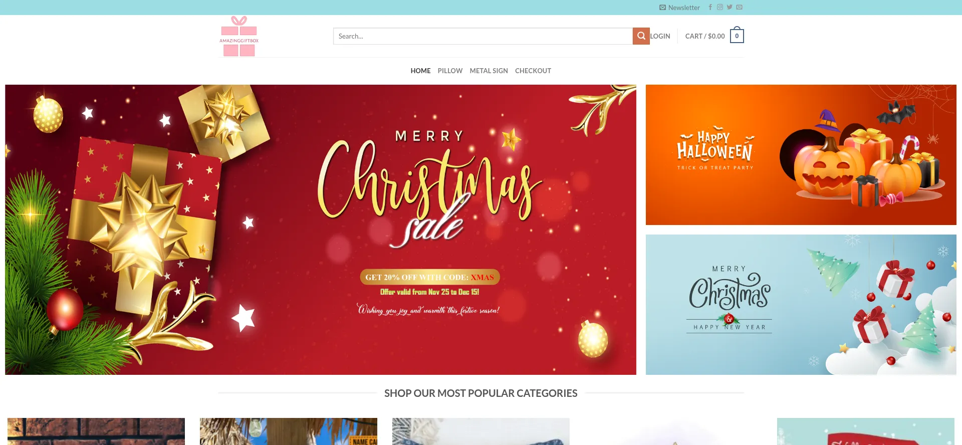 Website screenshot of Amazinggiftbox.com