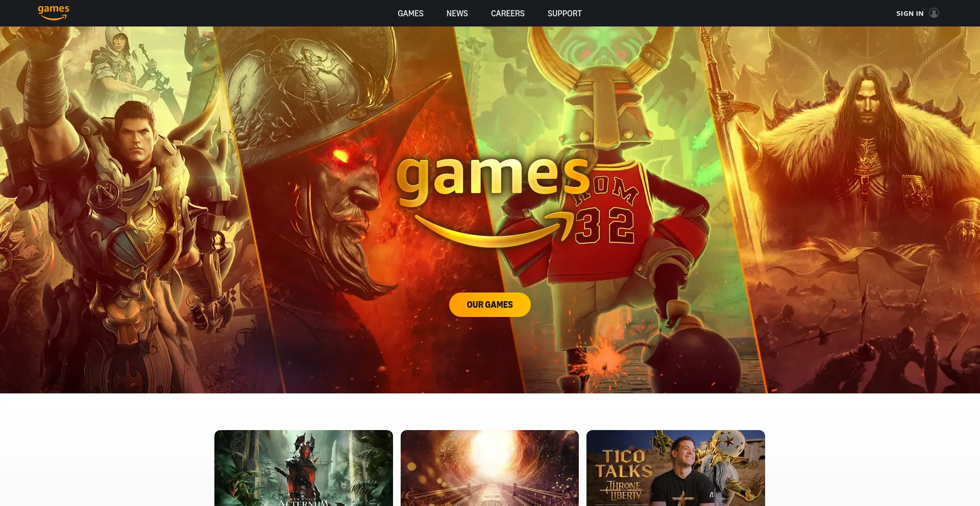 Website screenshot of Amazongames.com