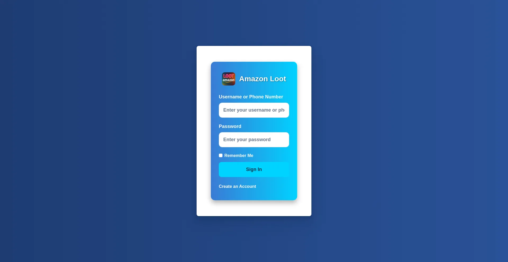 Website screenshot of Amazonloot.top