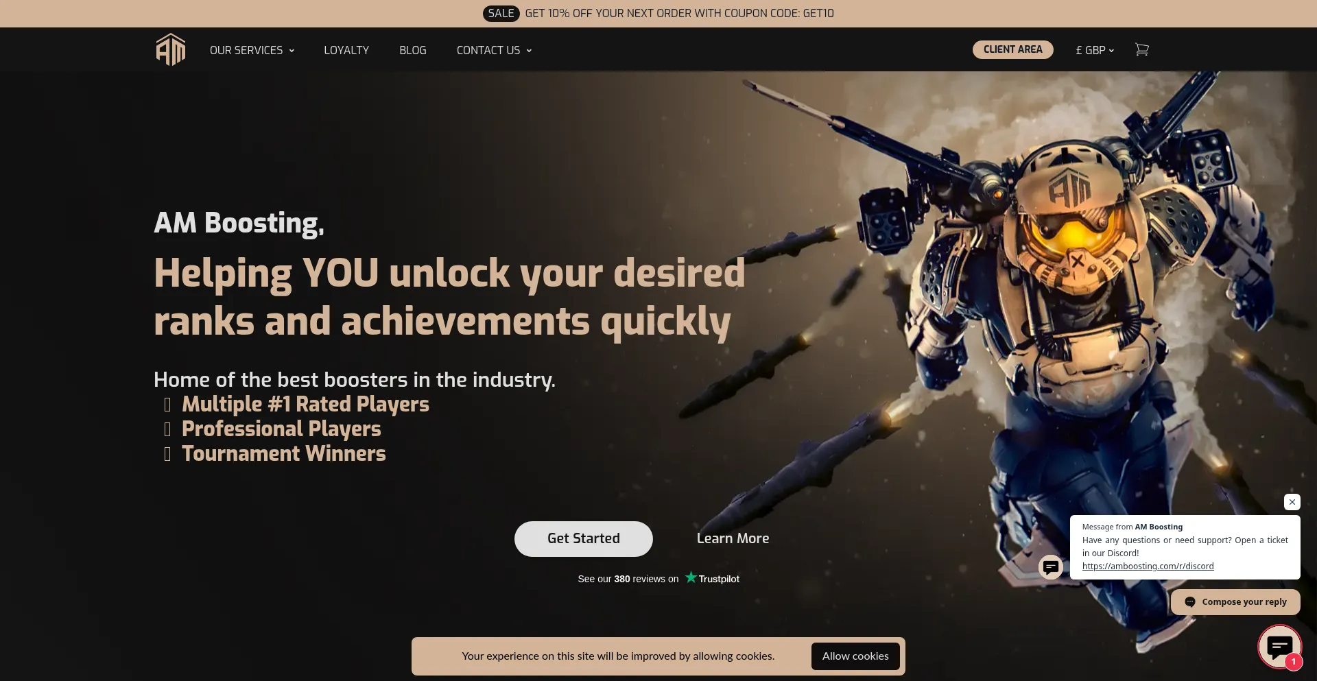 Website screenshot of Amboosting.com