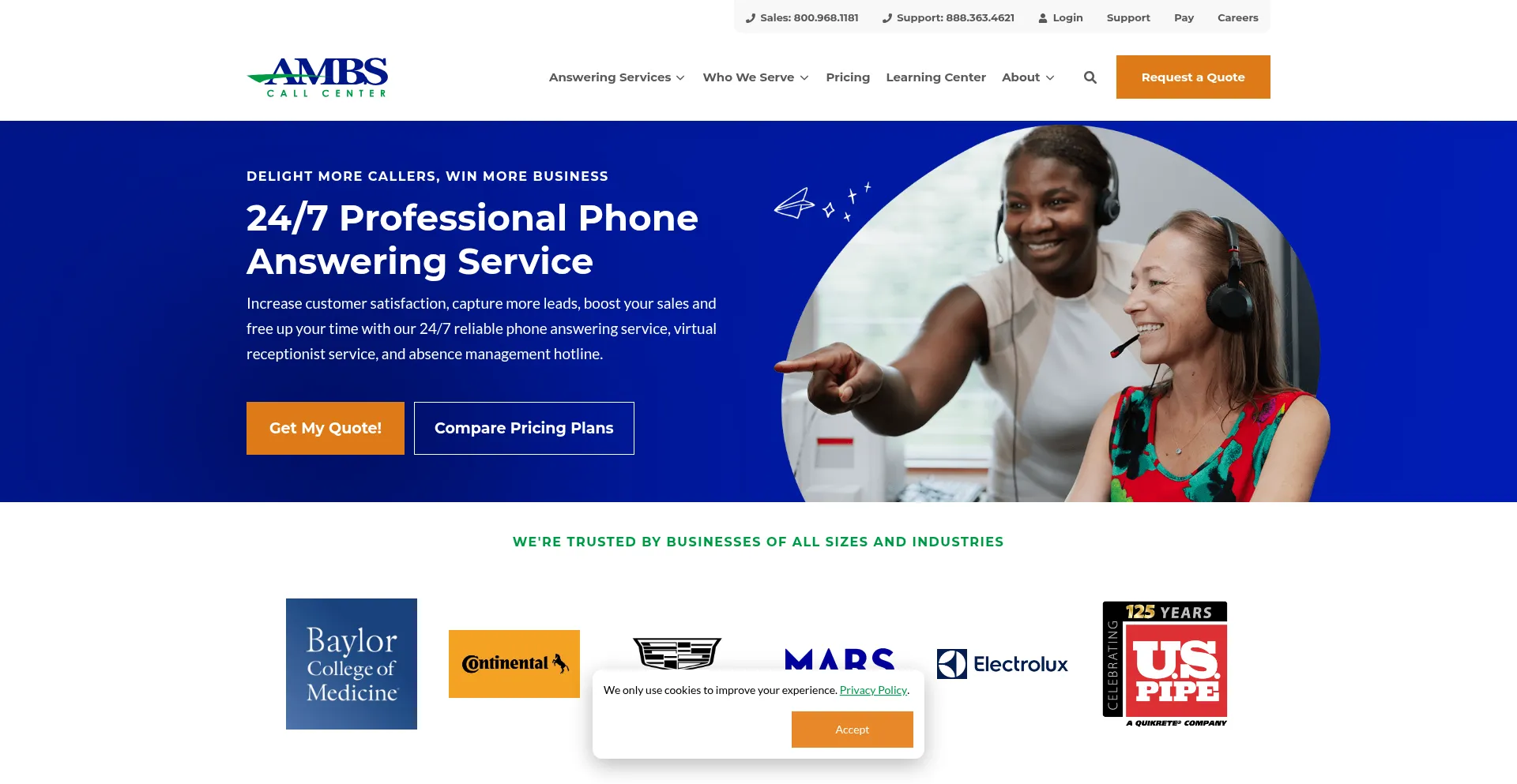 Ambscallcenter.com Screenshot