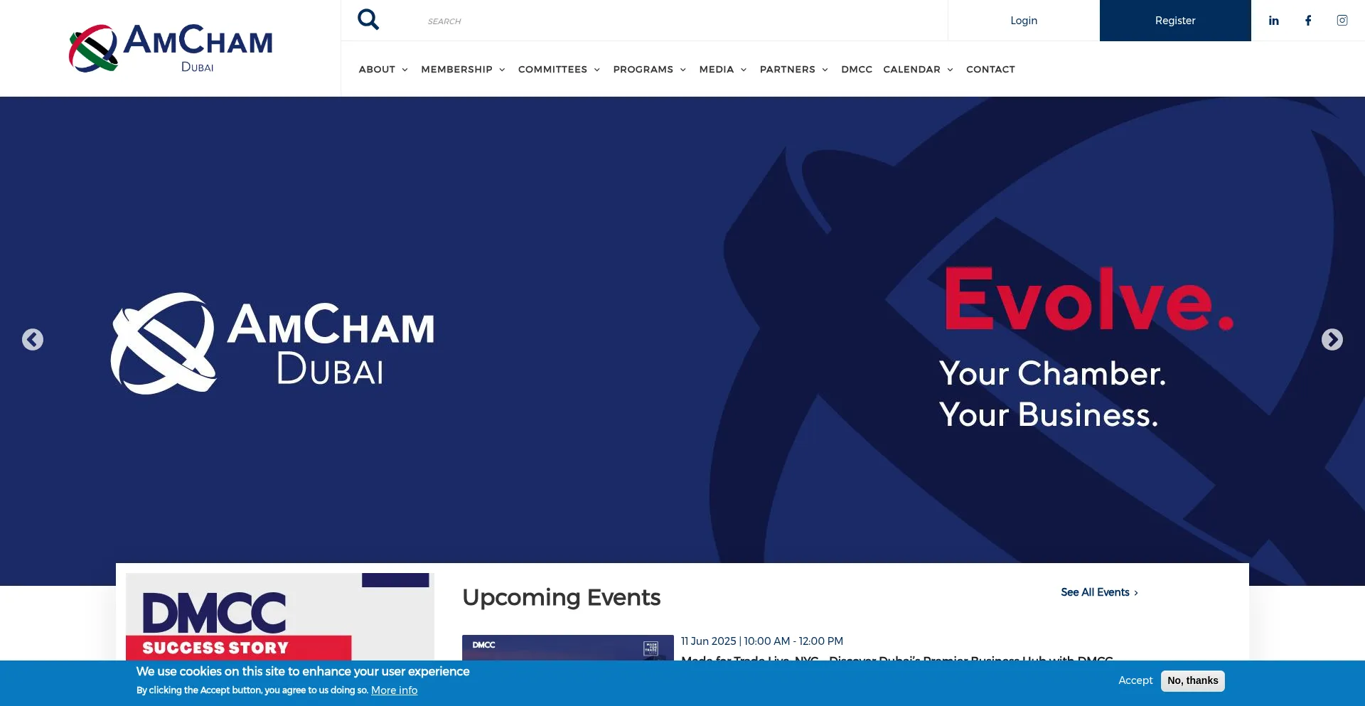 Website screenshot of Amchamdubai.org