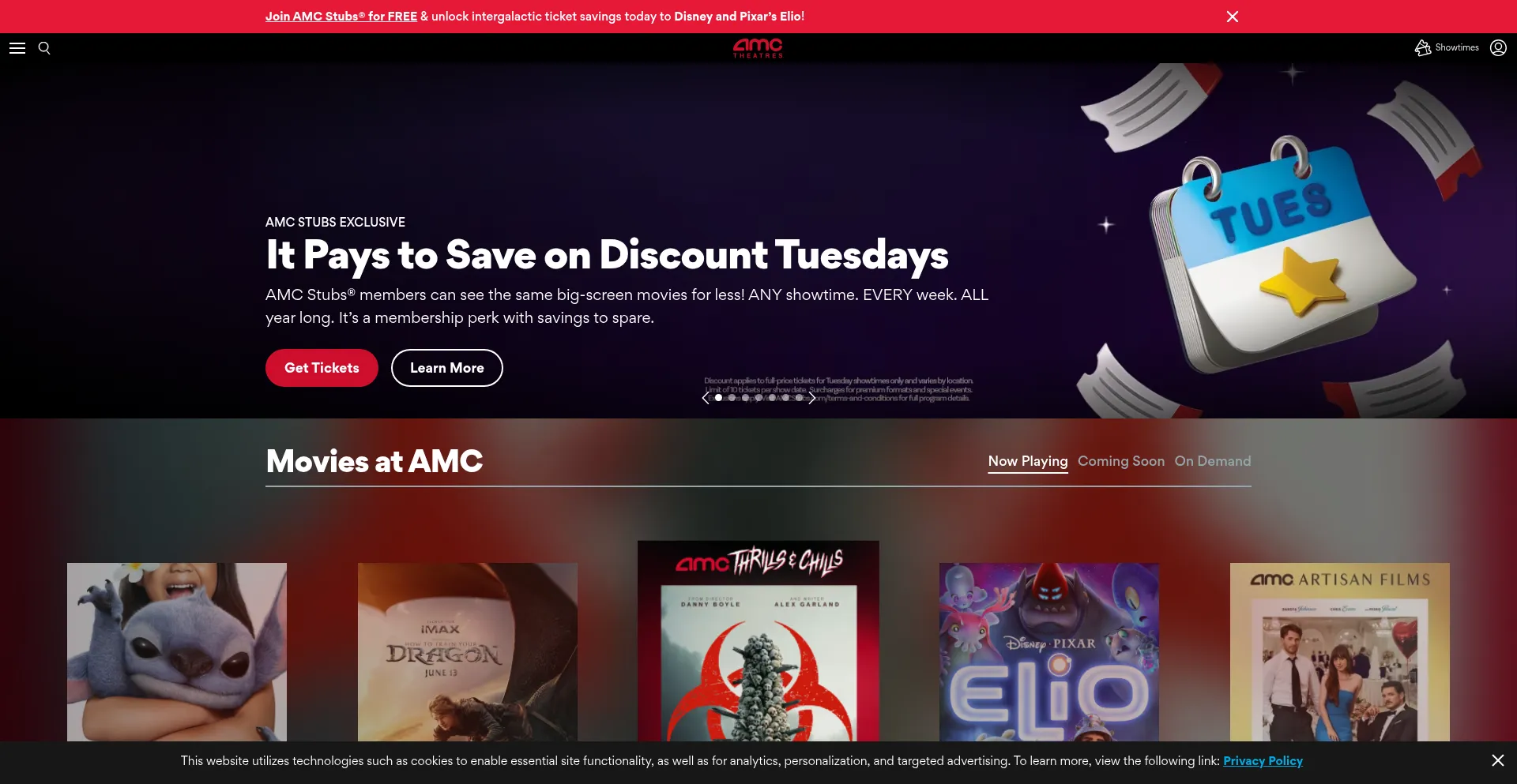 Website screenshot of Amctheaters.com