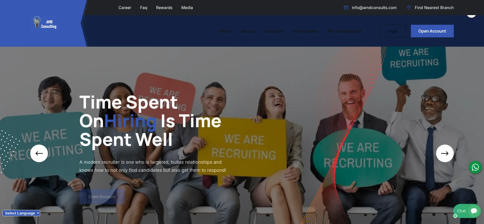 Website screenshot of Amdconsults.com
