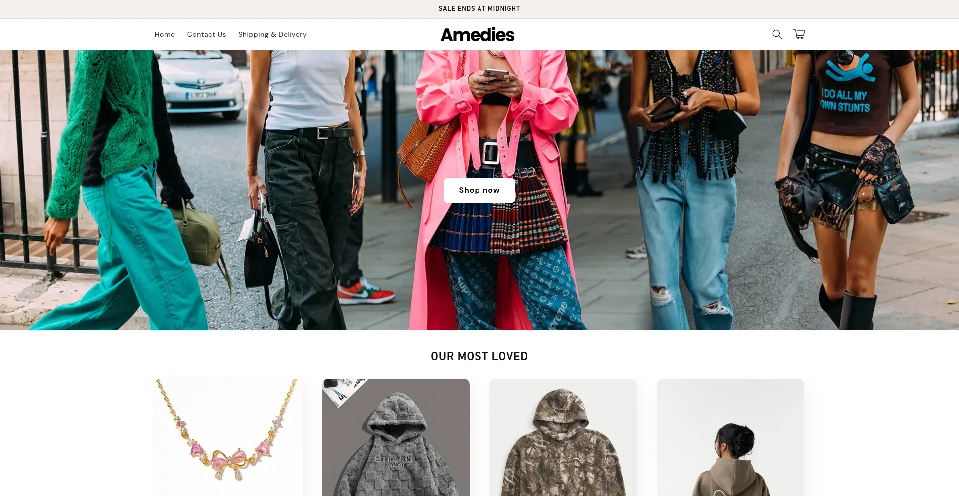 Website screenshot of Amediesofficial.com