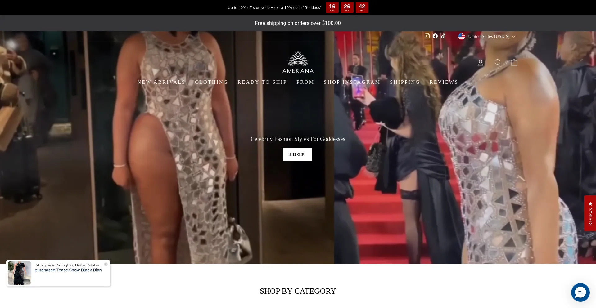 Website screenshot of Amekana.com
