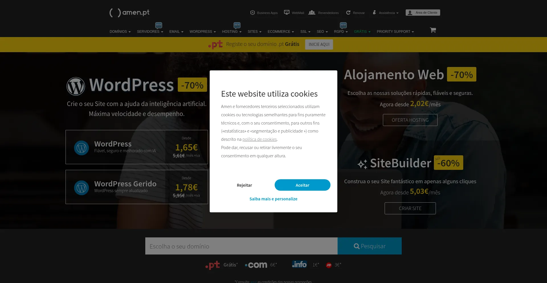 Website screenshot of Amen.pt