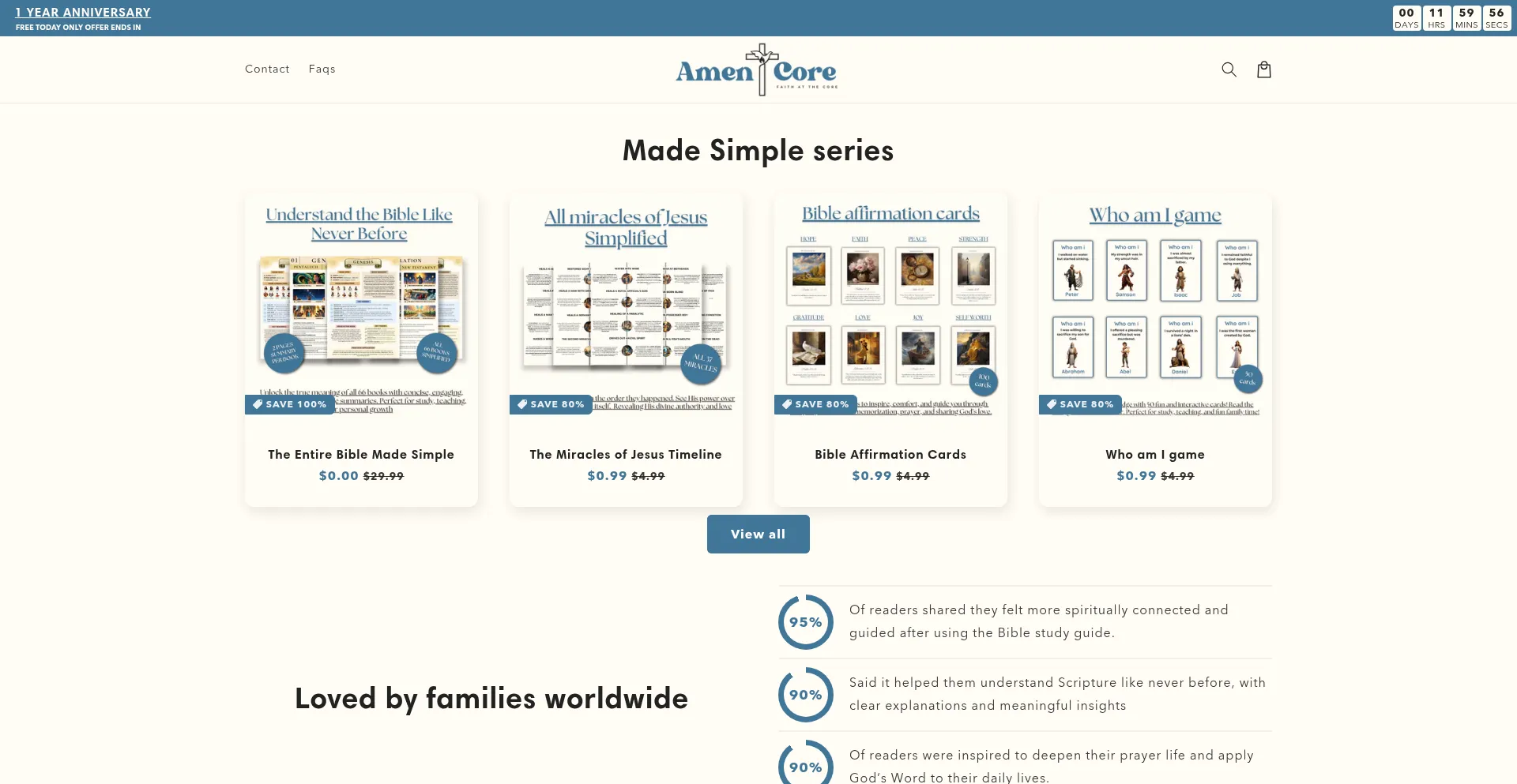 Website screenshot of Amencore.com