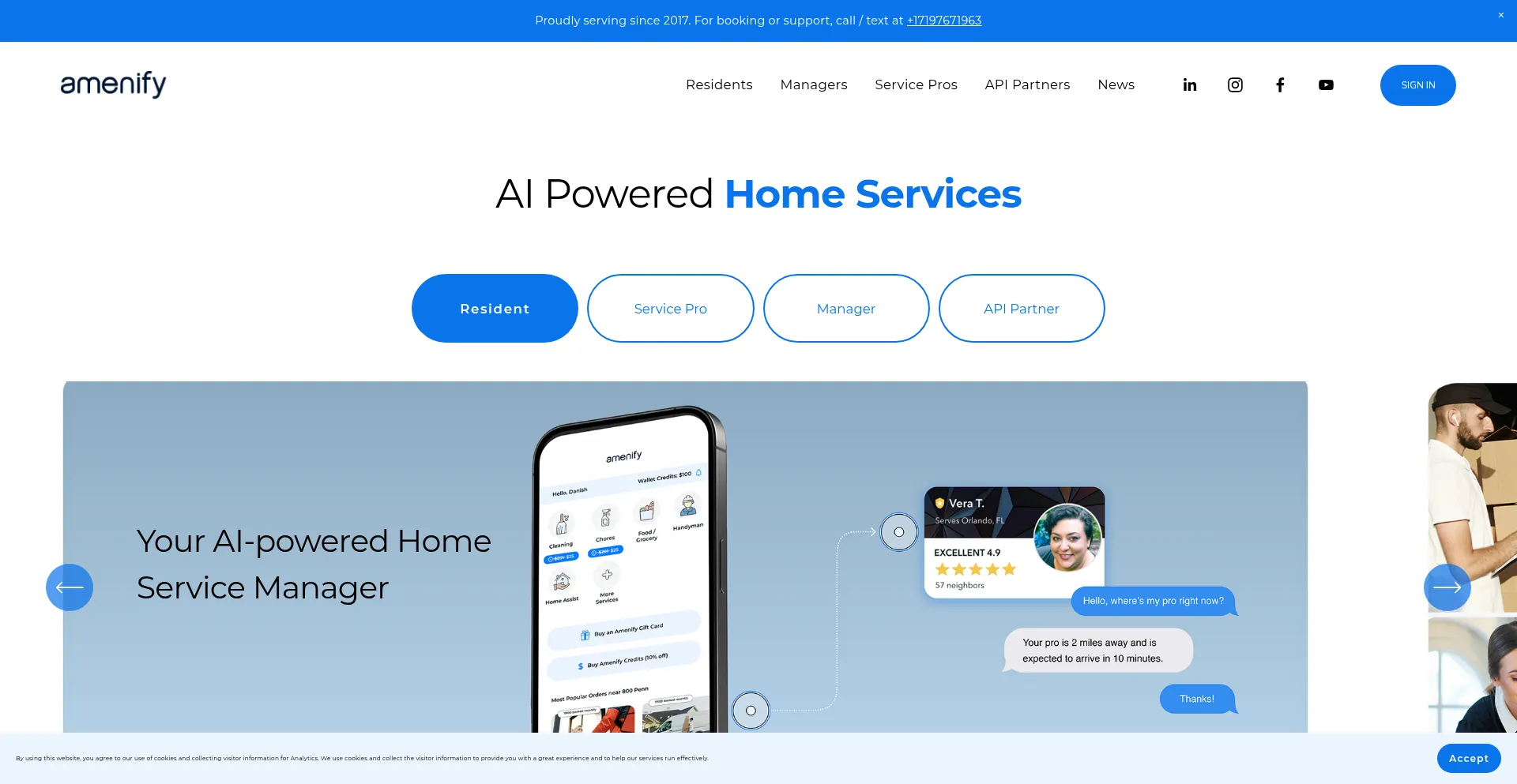 Website screenshot of Amenify.com
