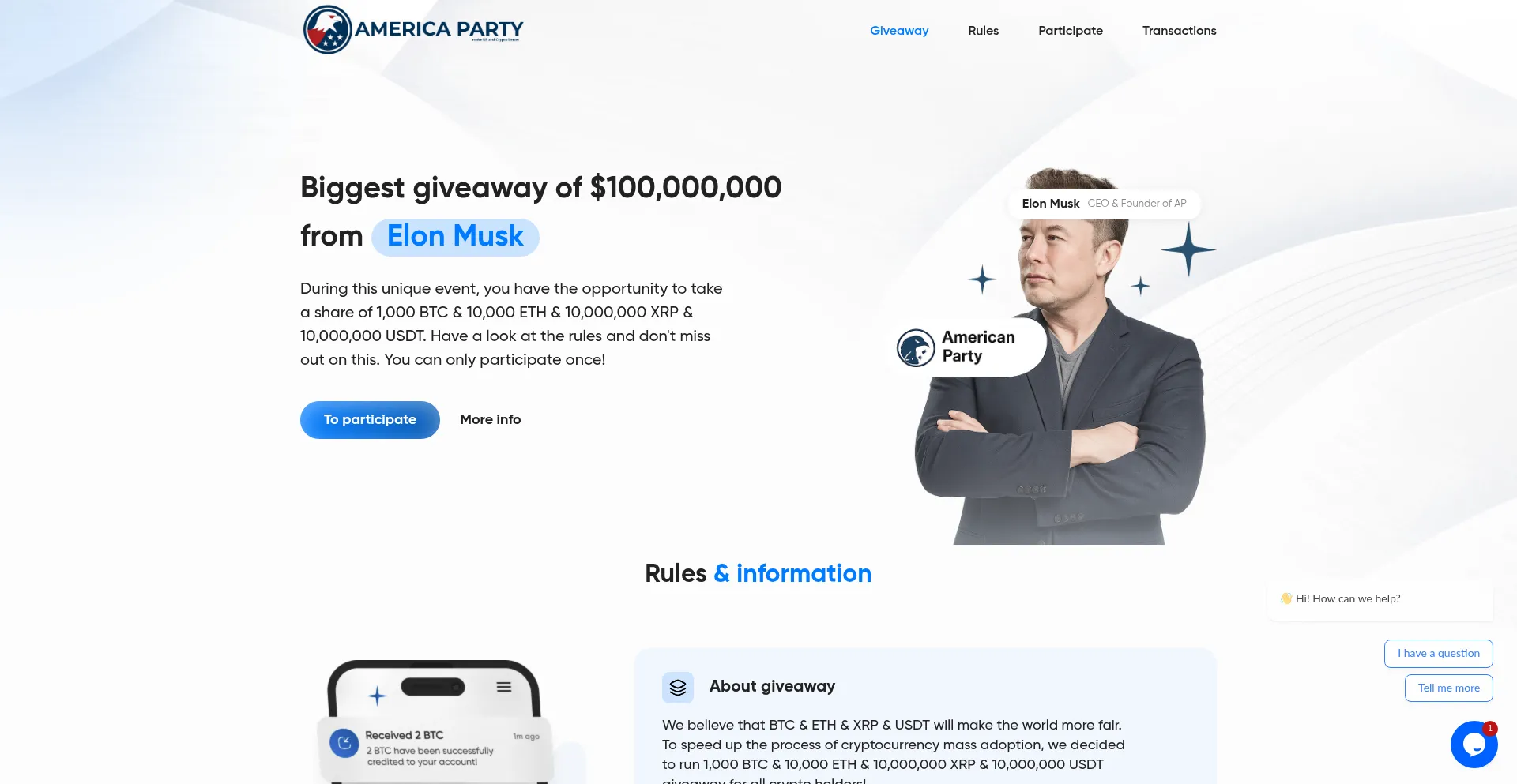 Website screenshot of America25.org
