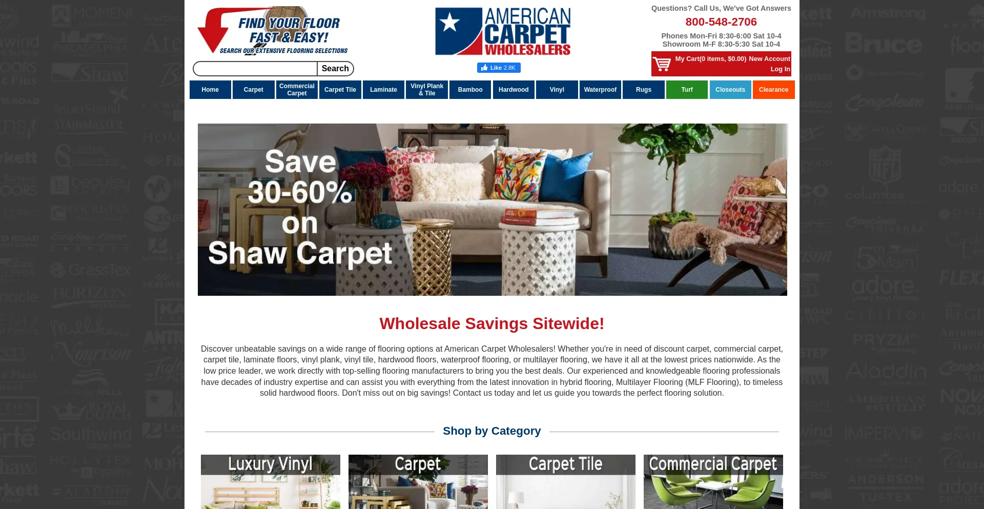 Website screenshot of Americancarpet.net