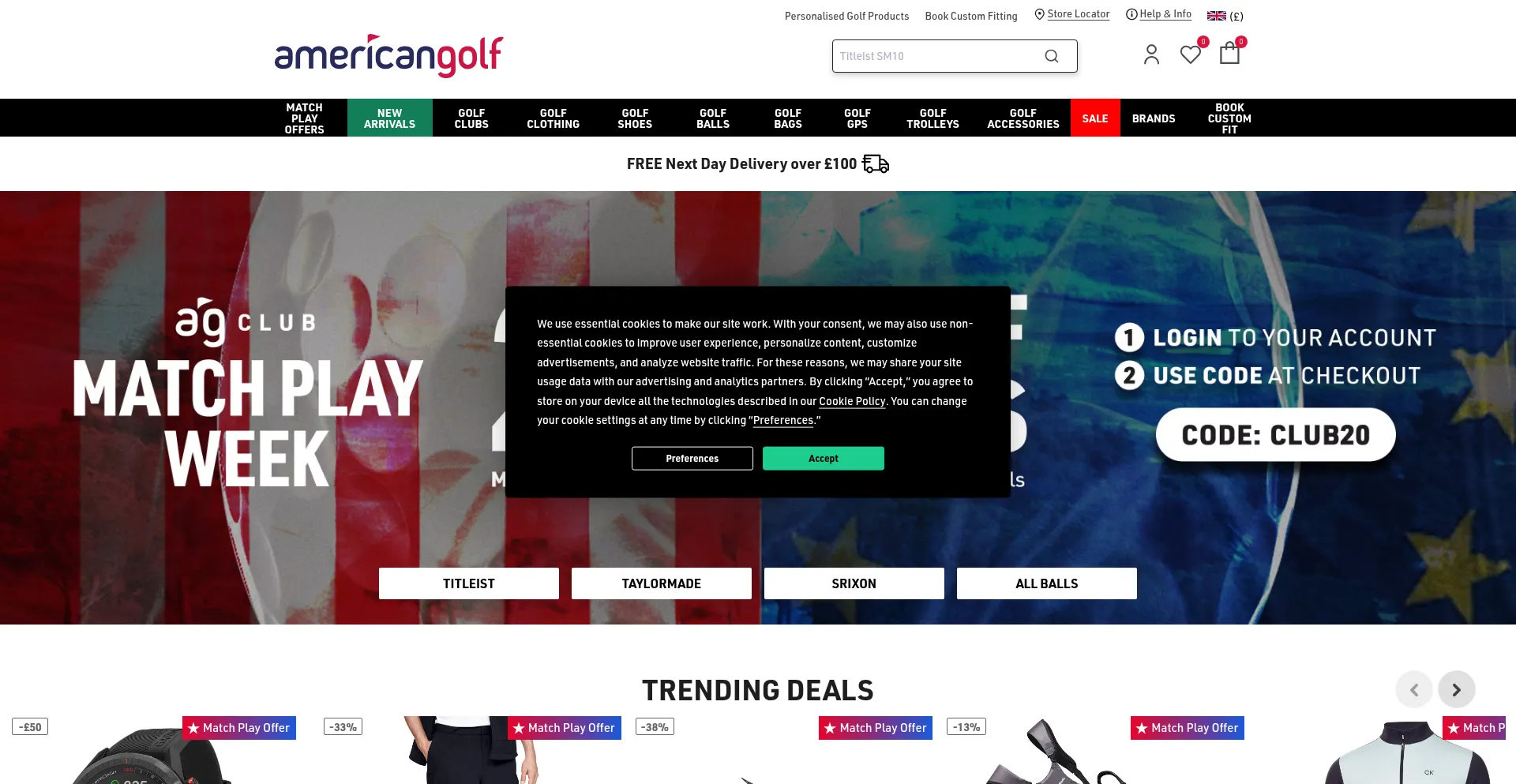 Americangolf.co.uk Screenshot