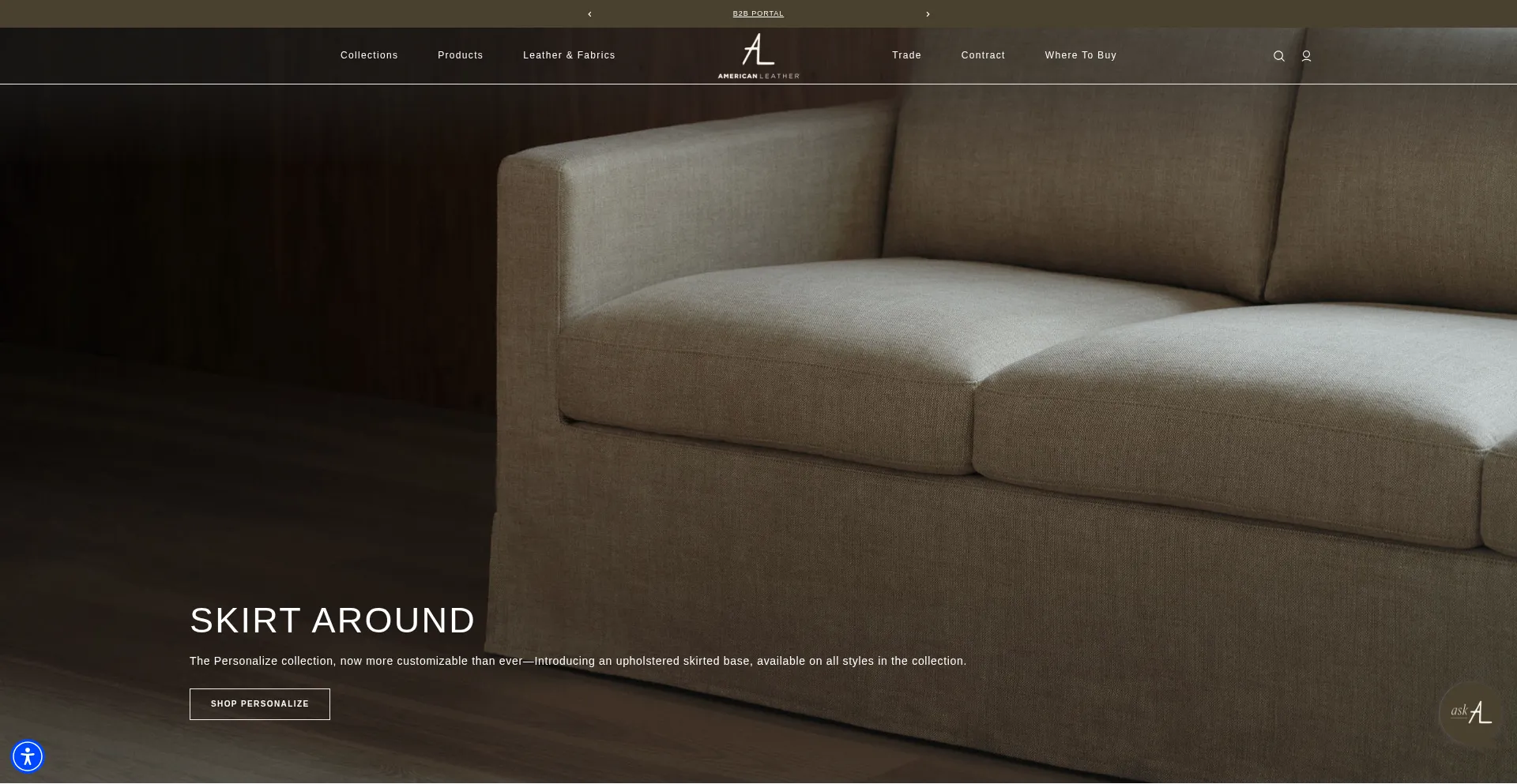 Website screenshot of Americanleather.com