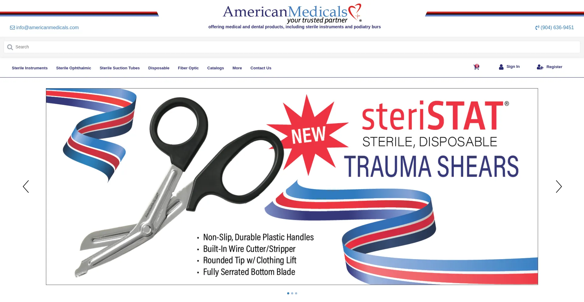 Website screenshot of Americanmedicals.com