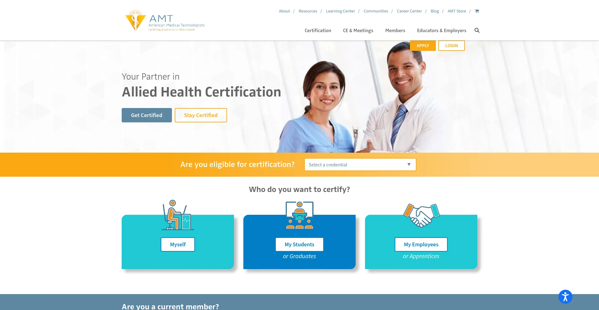 Website screenshot of Americanmedtech.org