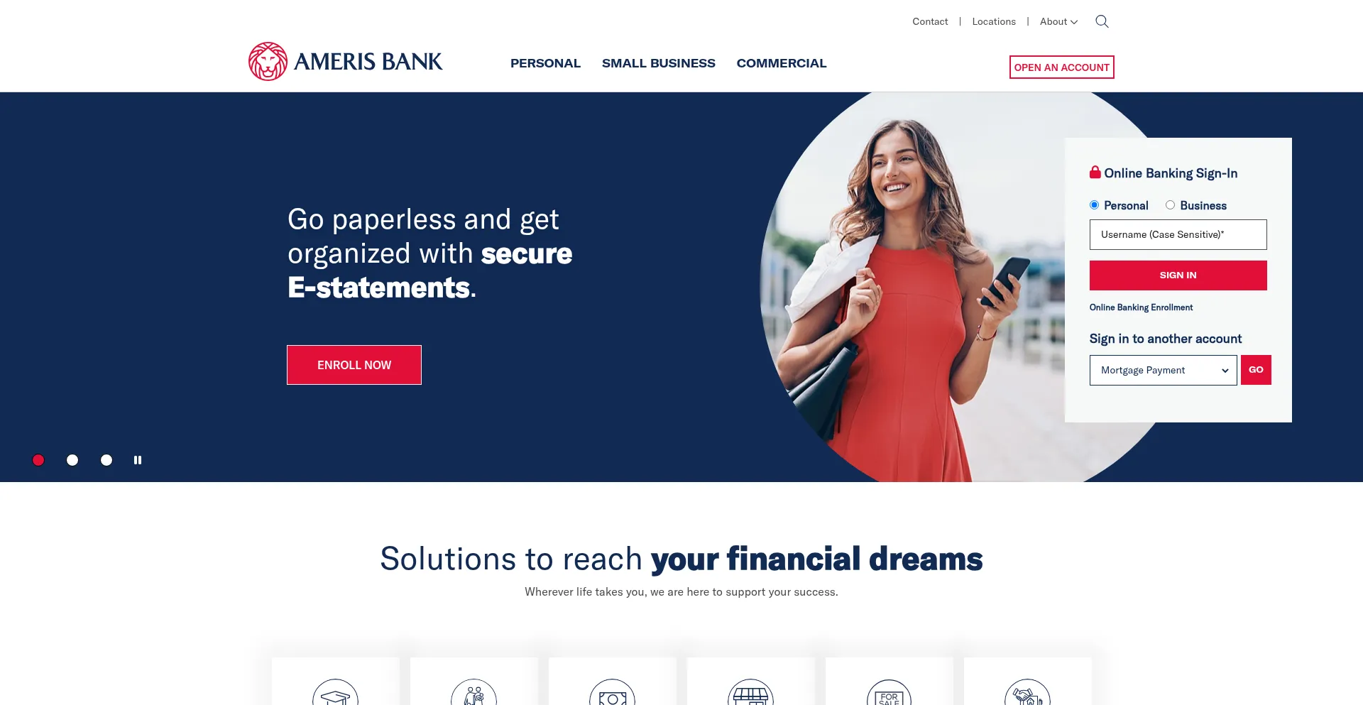Website screenshot of Amerisbank.com