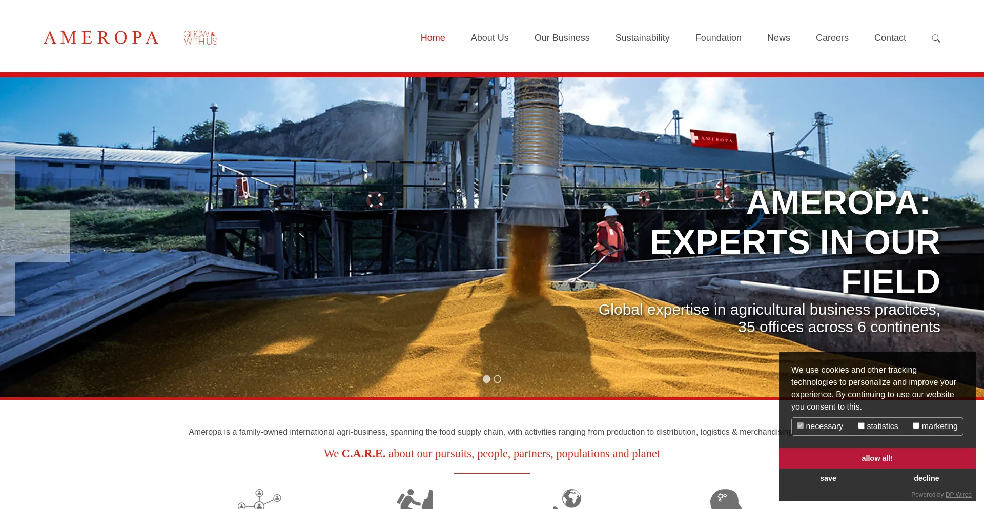 Website screenshot of Ameropa.com