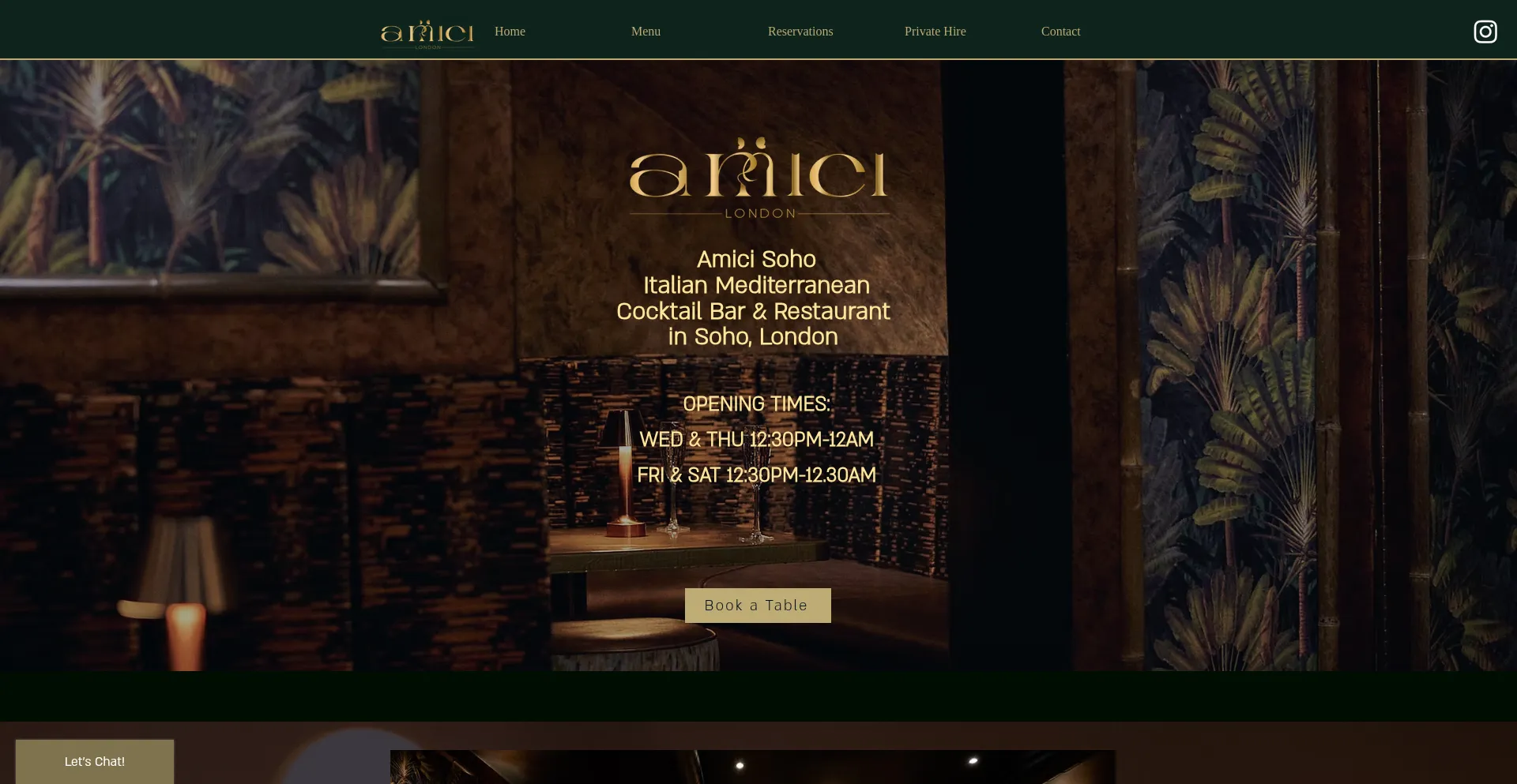 Website screenshot of Amici-lounge.co.uk