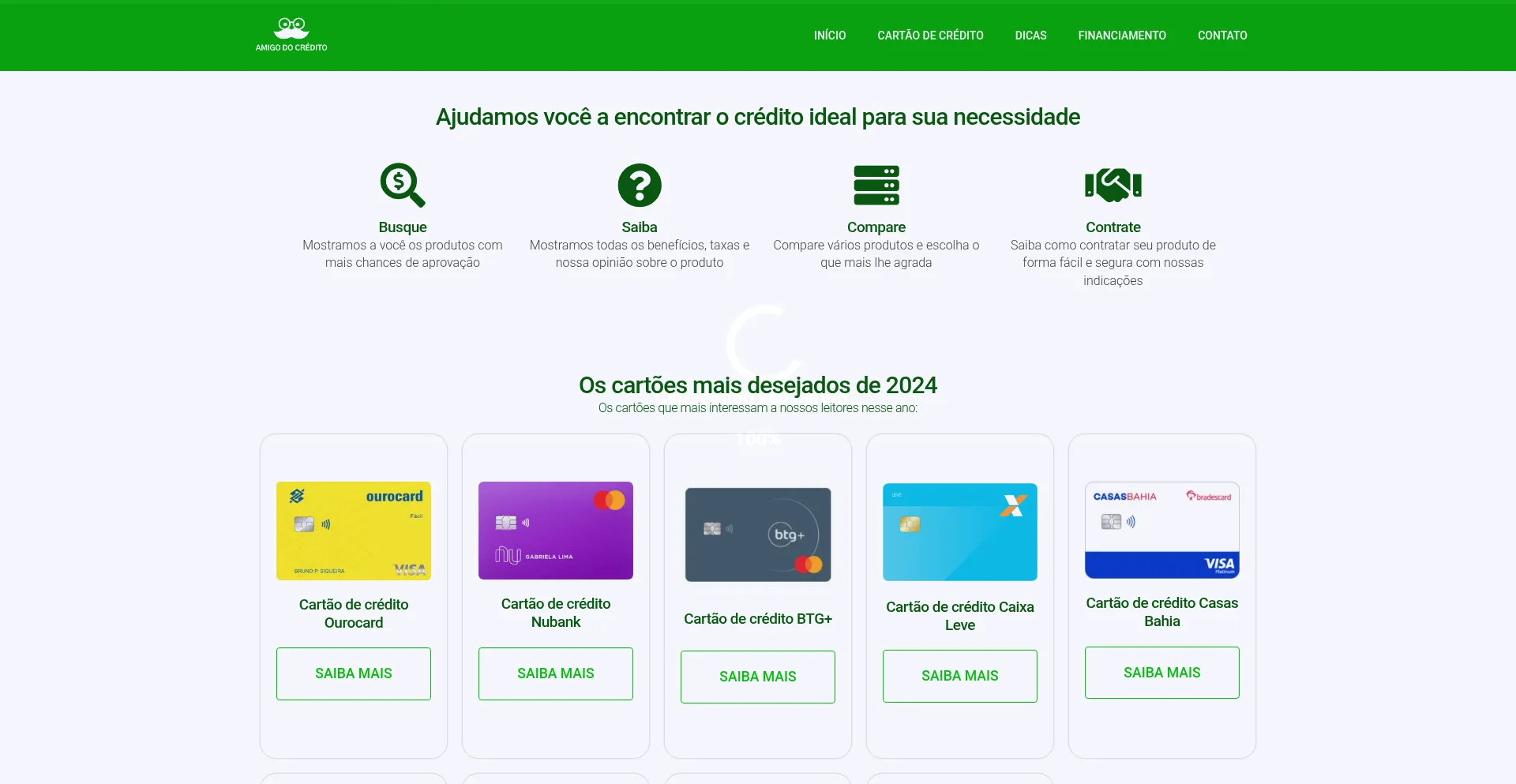 Website screenshot of Amigodocredito.com