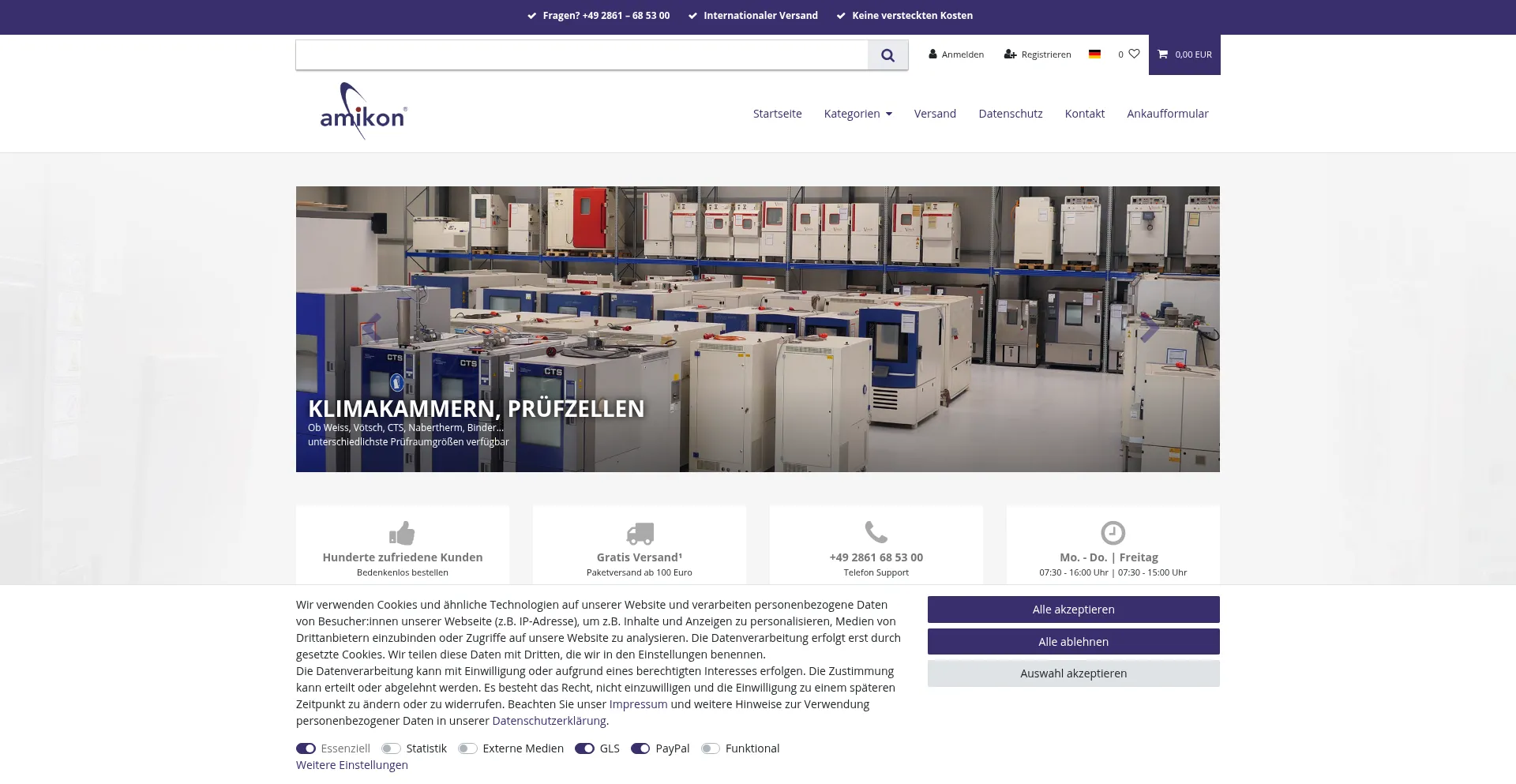 Website screenshot of Amikon-shop.de