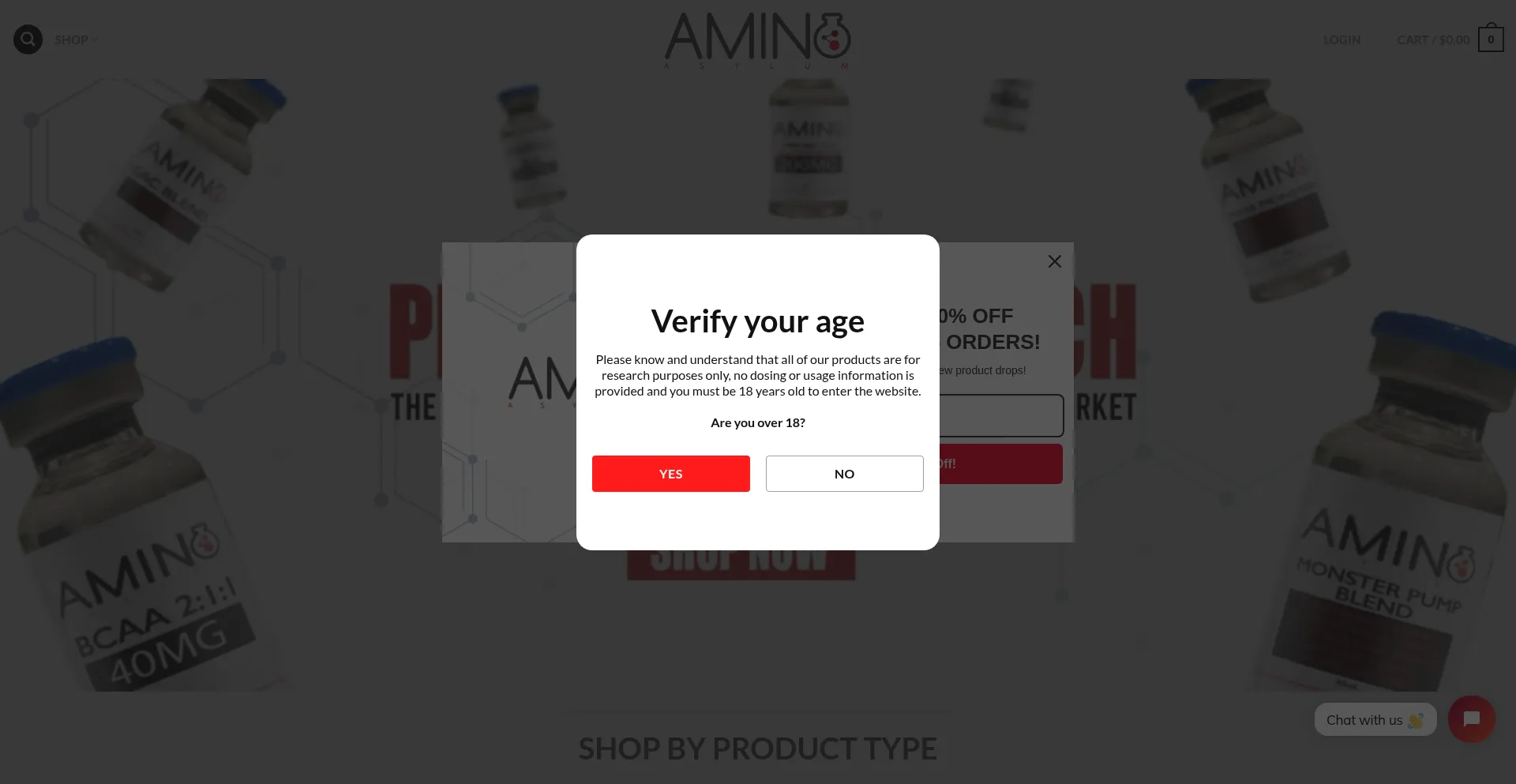 Website screenshot of Aminoasylum.shop