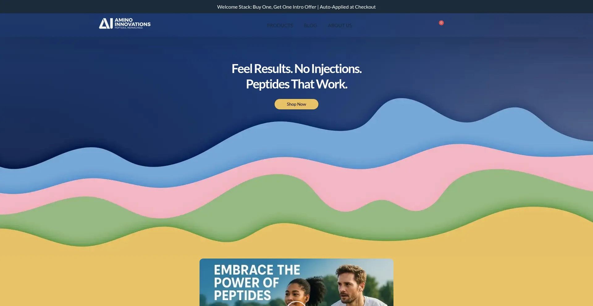 Website screenshot of Aminoinnovations.com