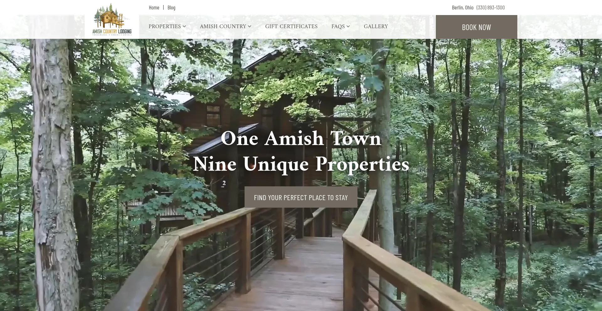 Website screenshot of Amishcountrylodging.com