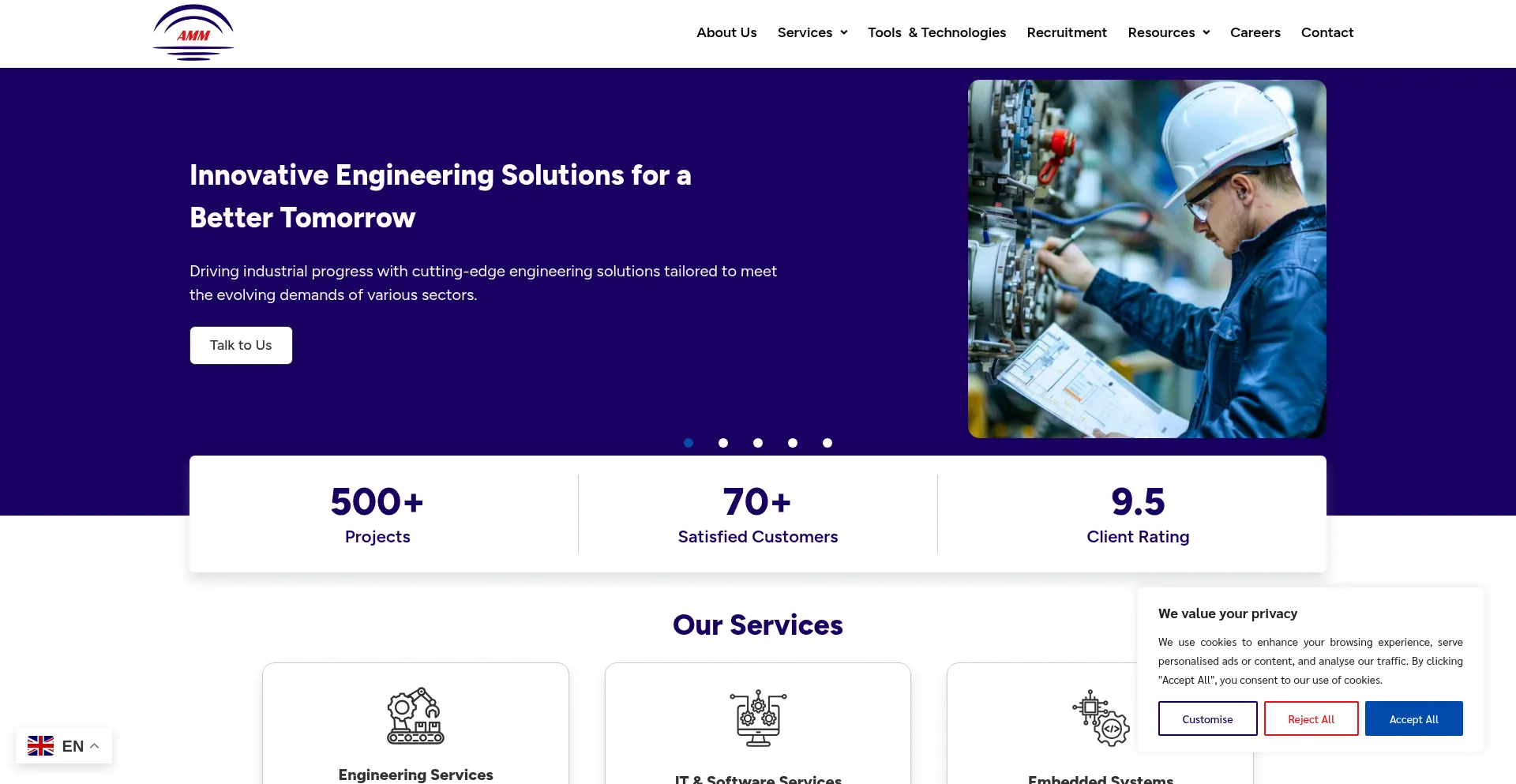 Website screenshot of Amm-group.com