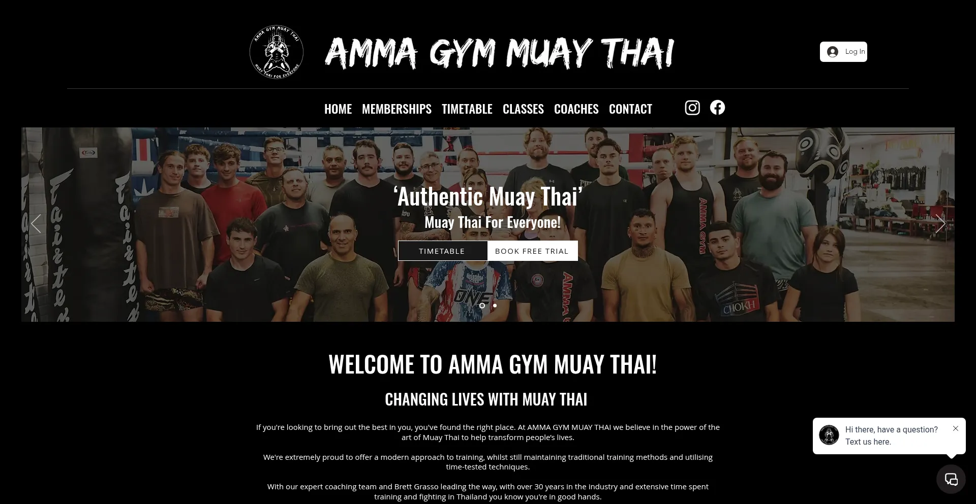 Website screenshot of Ammagymmuaythai.com.au