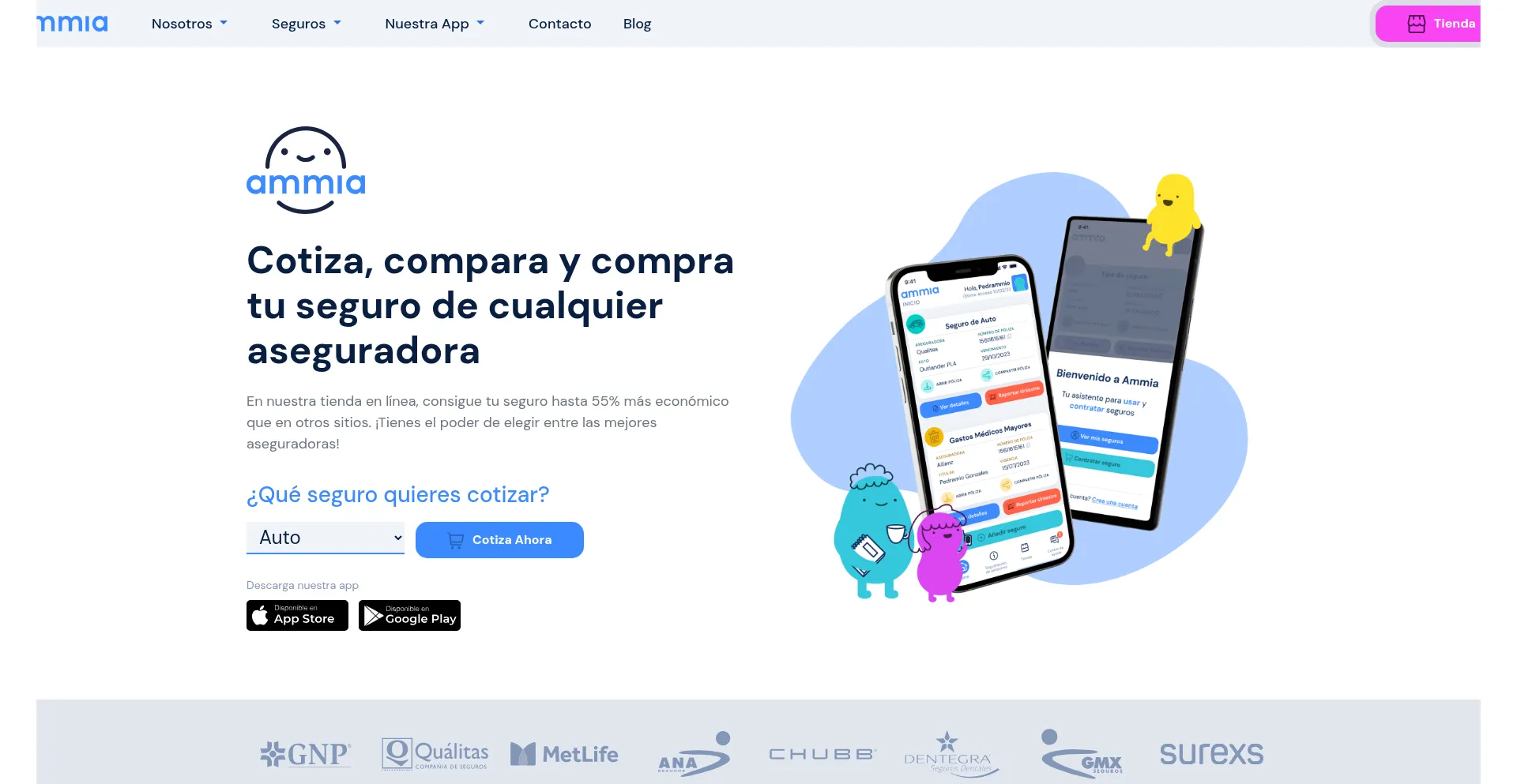 Website screenshot of Ammia.io