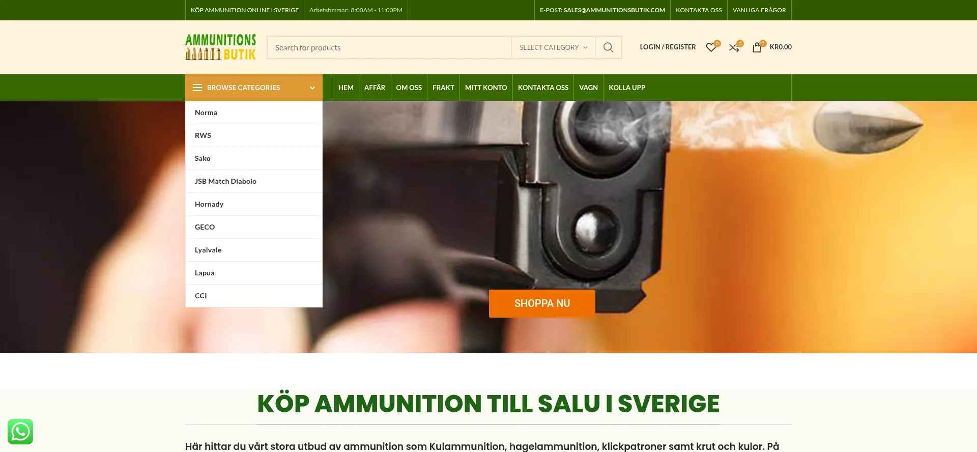 Ammunitionsbutik.com Screenshot