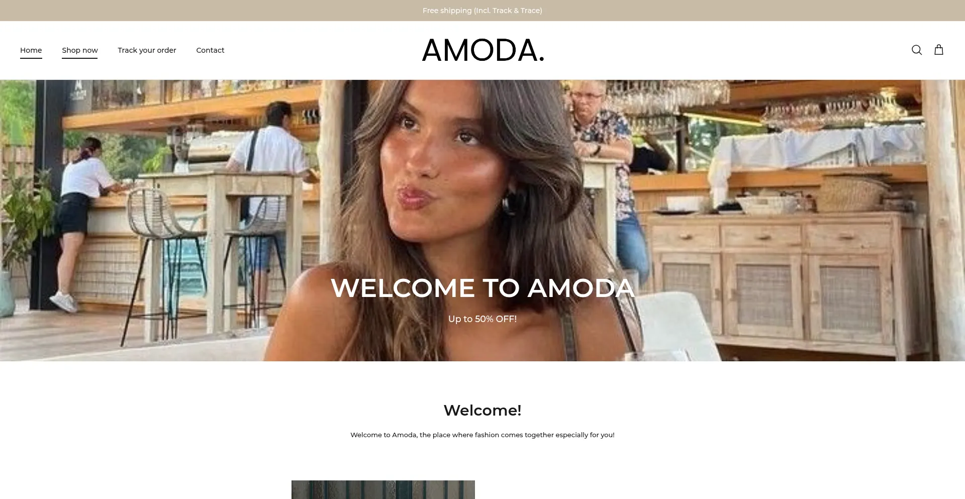 Website screenshot of Amoda-official.com