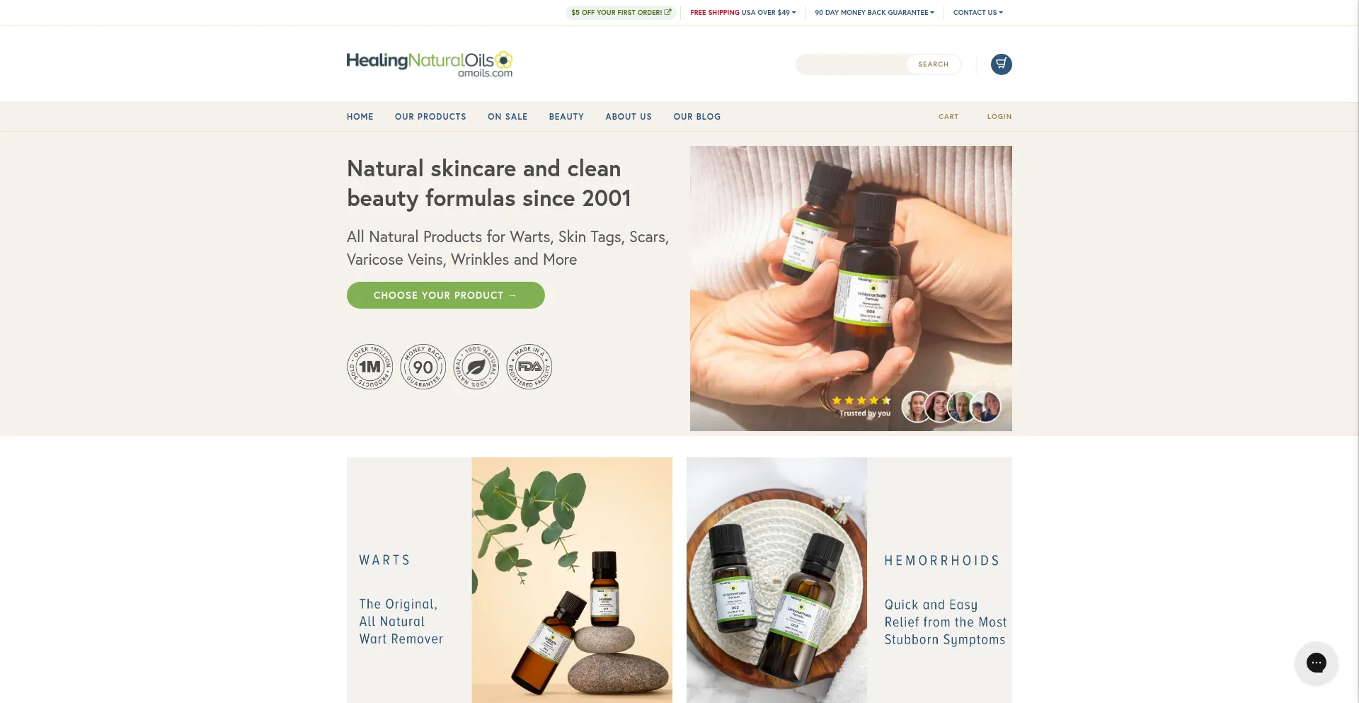 Website screenshot of Amoils.com