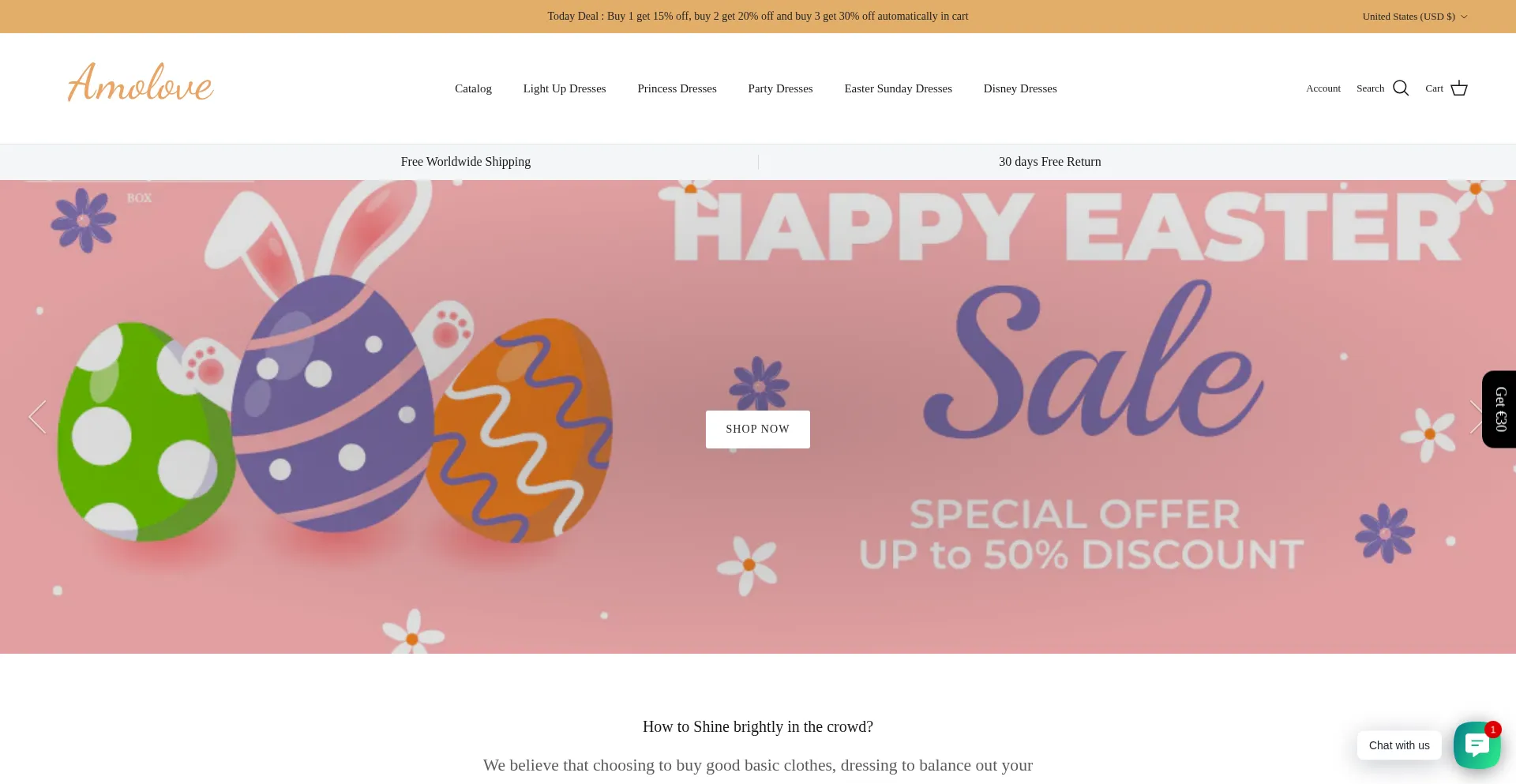 Website screenshot of Amolove.shop